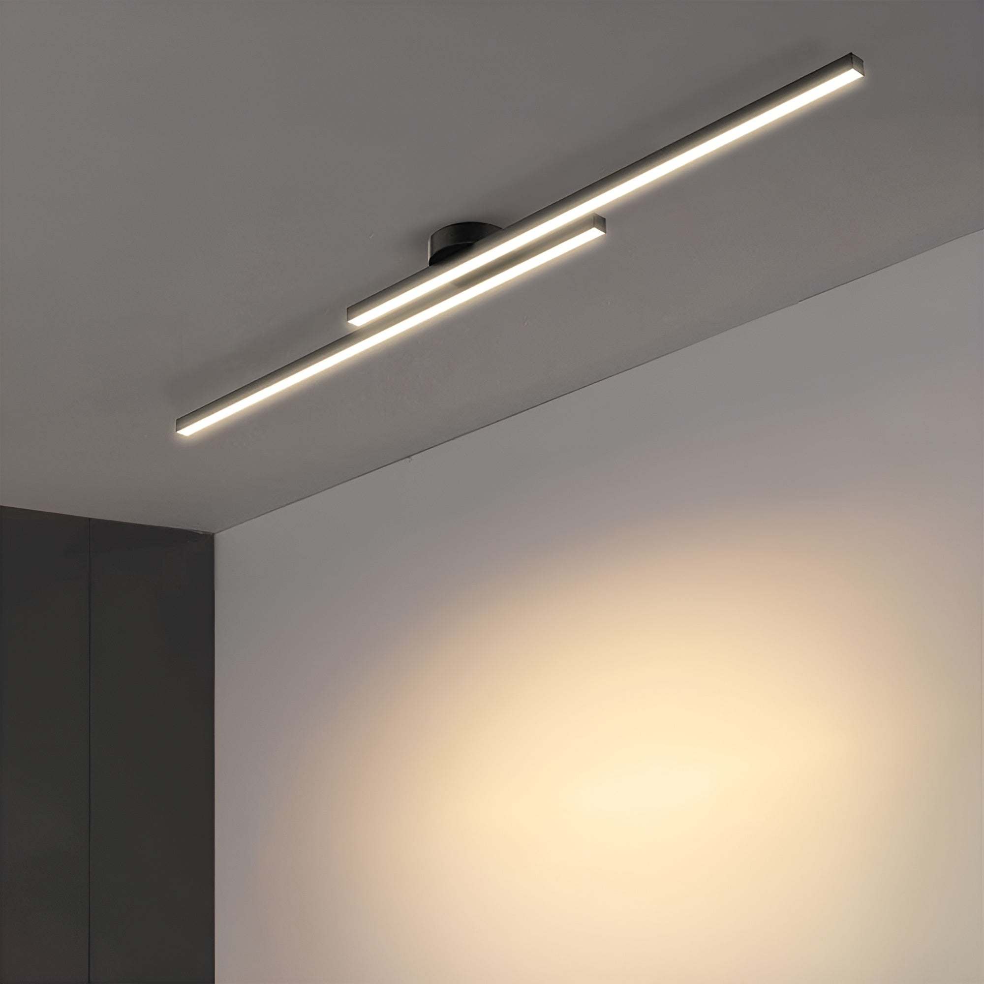 LumaLine – Modern Aluminium LED Strip Ceiling Light, Minimalist Semi Flush Fixture