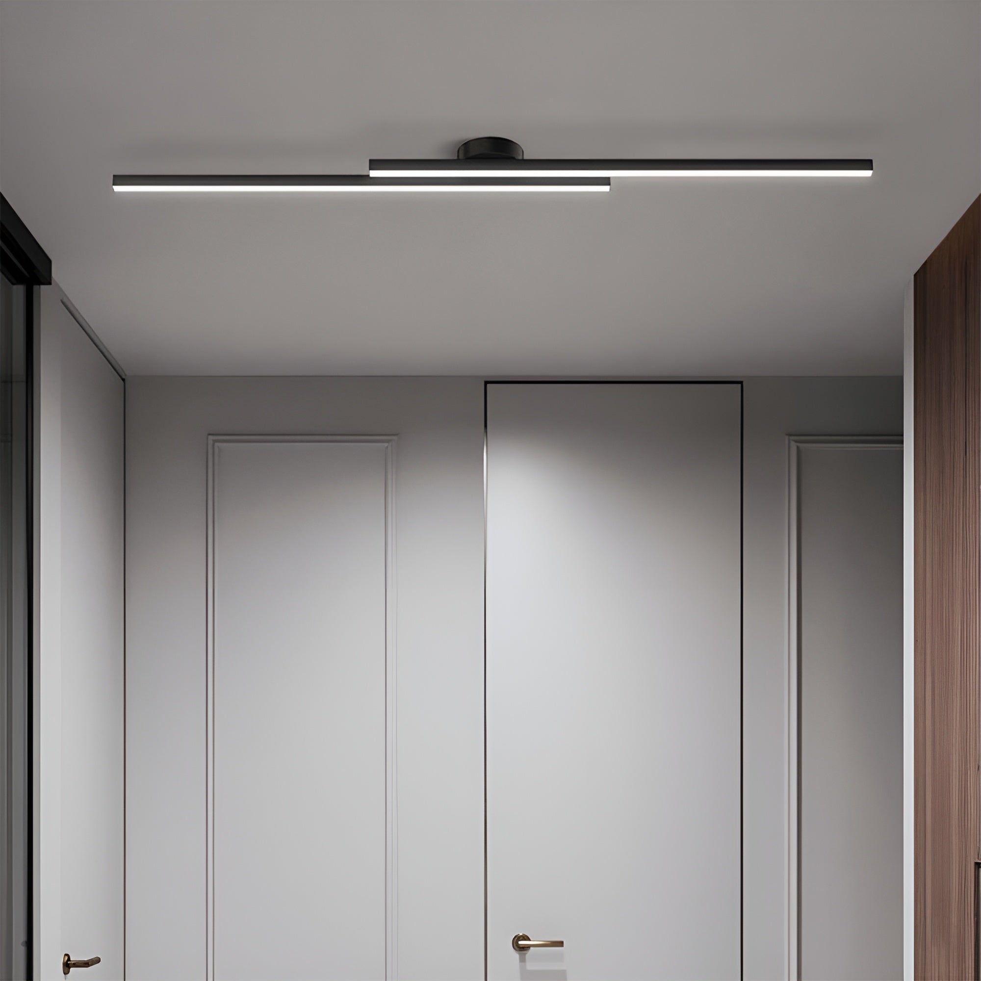 LumaLine – Modern Aluminium LED Strip Ceiling Light, Minimalist Semi Flush Fixture