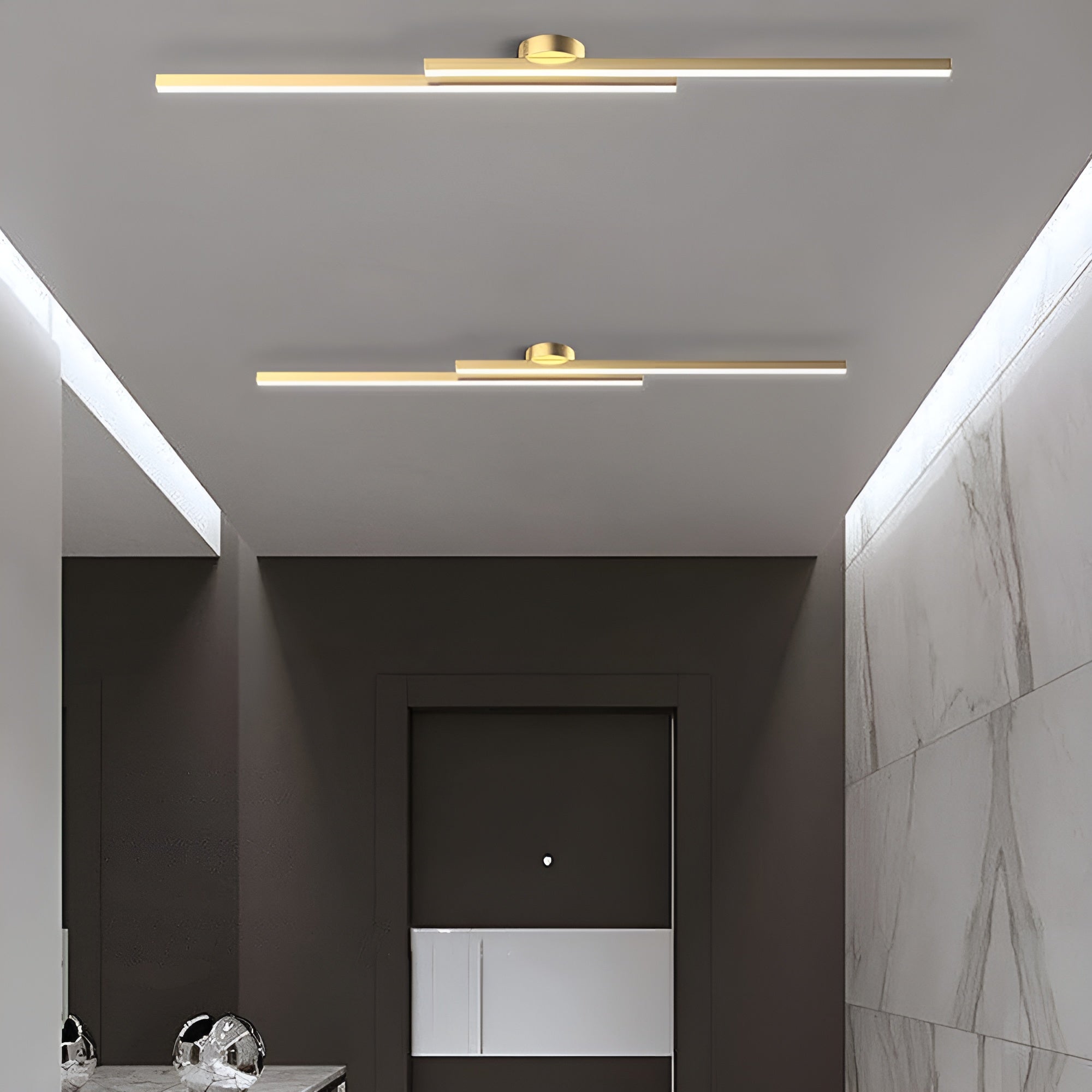 LumaLine – Modern Aluminium LED Strip Ceiling Light, Minimalist Semi Flush Fixture