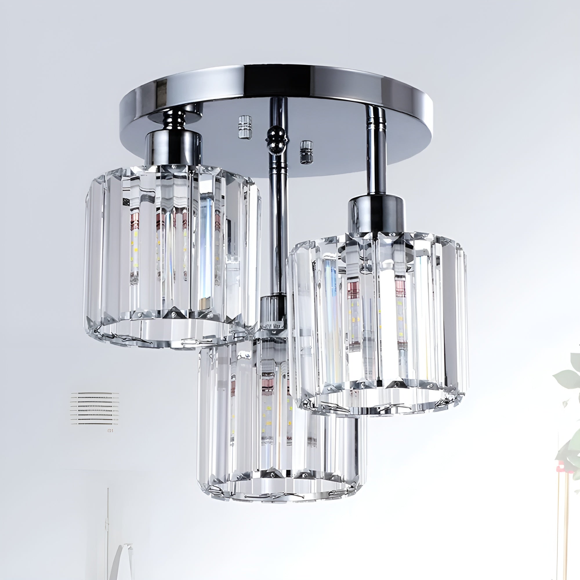 LustraGlow – Crystal Ceiling Light Modern Semi Flush Fixture for Bedroom or Hallway Lighting