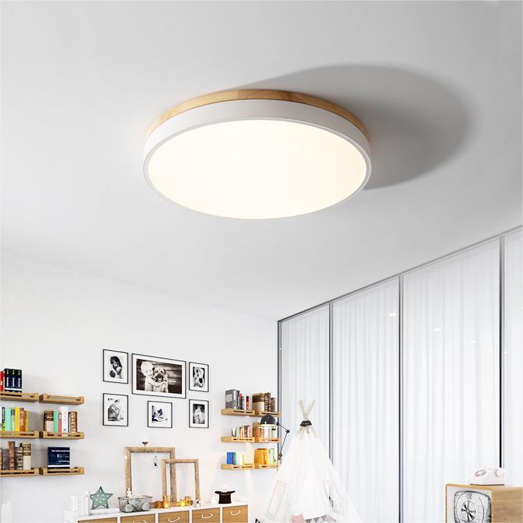 AlumaWood – Round Flush Ceiling Wooden Light with Modern LED Natural Wood Fixture