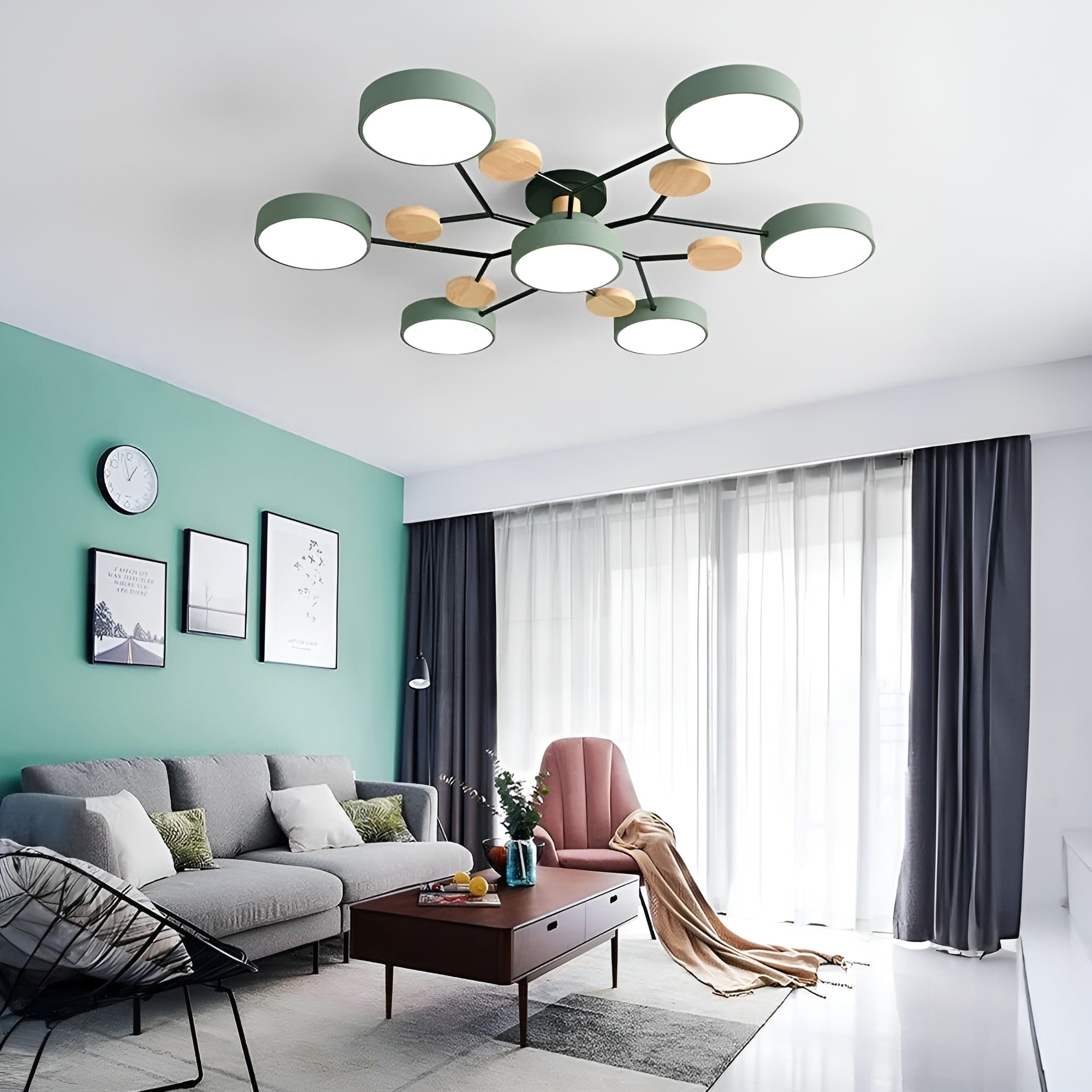 CircaGlow – Contemporary Round Iron LED Semi-Flush Chandelier with Modern Ceiling Light