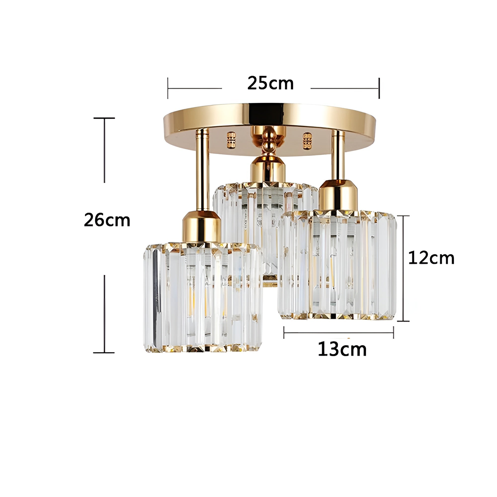 LustraGlow – Crystal Ceiling Light Modern Semi Flush Fixture for Bedroom or Hallway Lighting