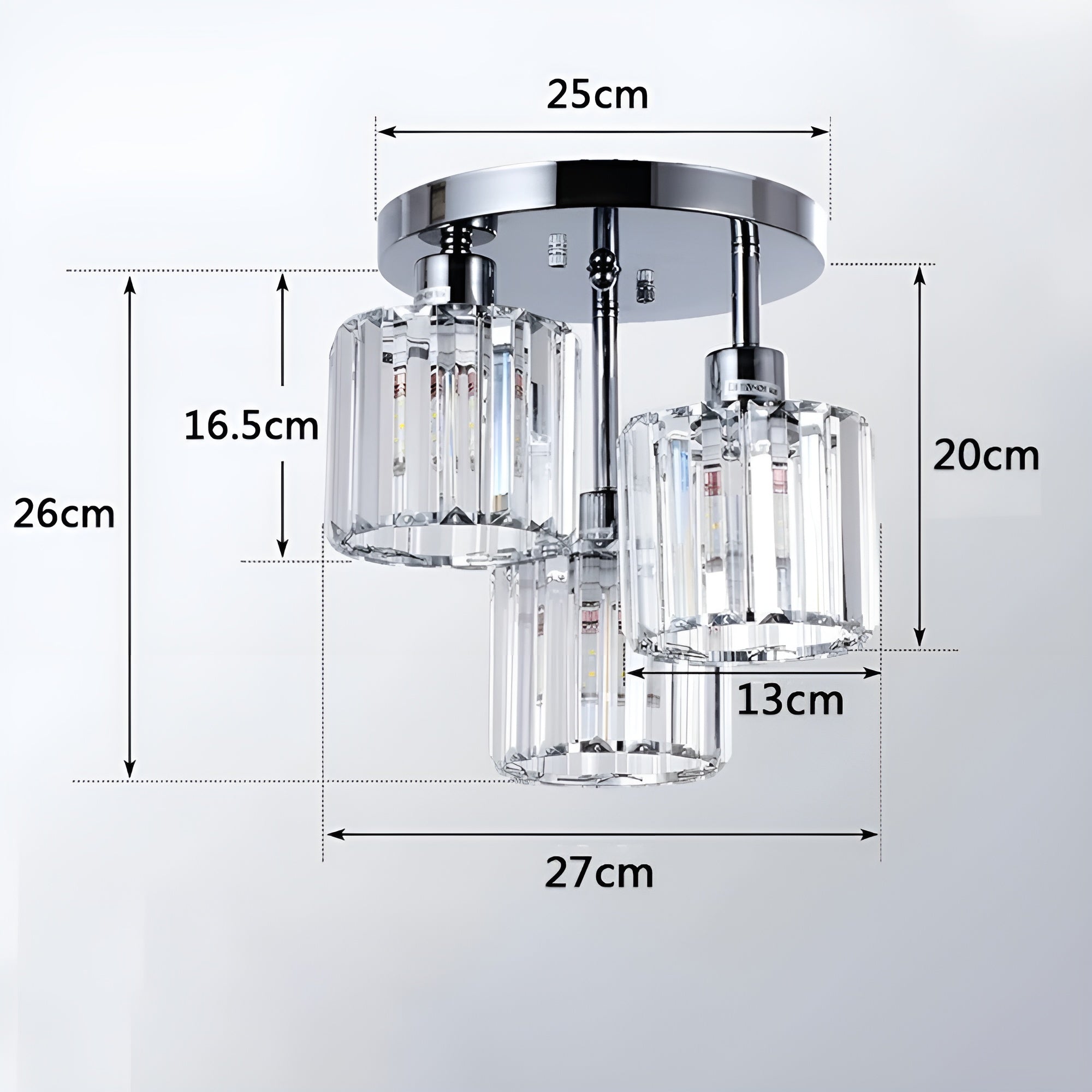 LustraGlow – Crystal Ceiling Light Modern Semi Flush Fixture for Bedroom or Hallway Lighting