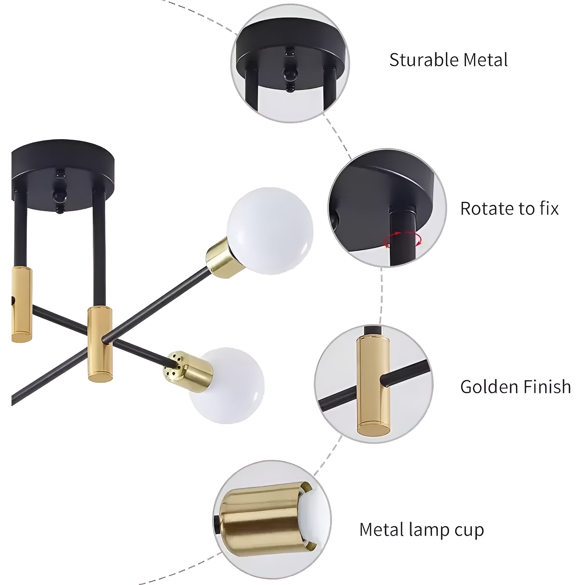 NoirLux – Nordic Ceiling Light Matte Black Modern Fixture for Dining Bedroom or Living Room