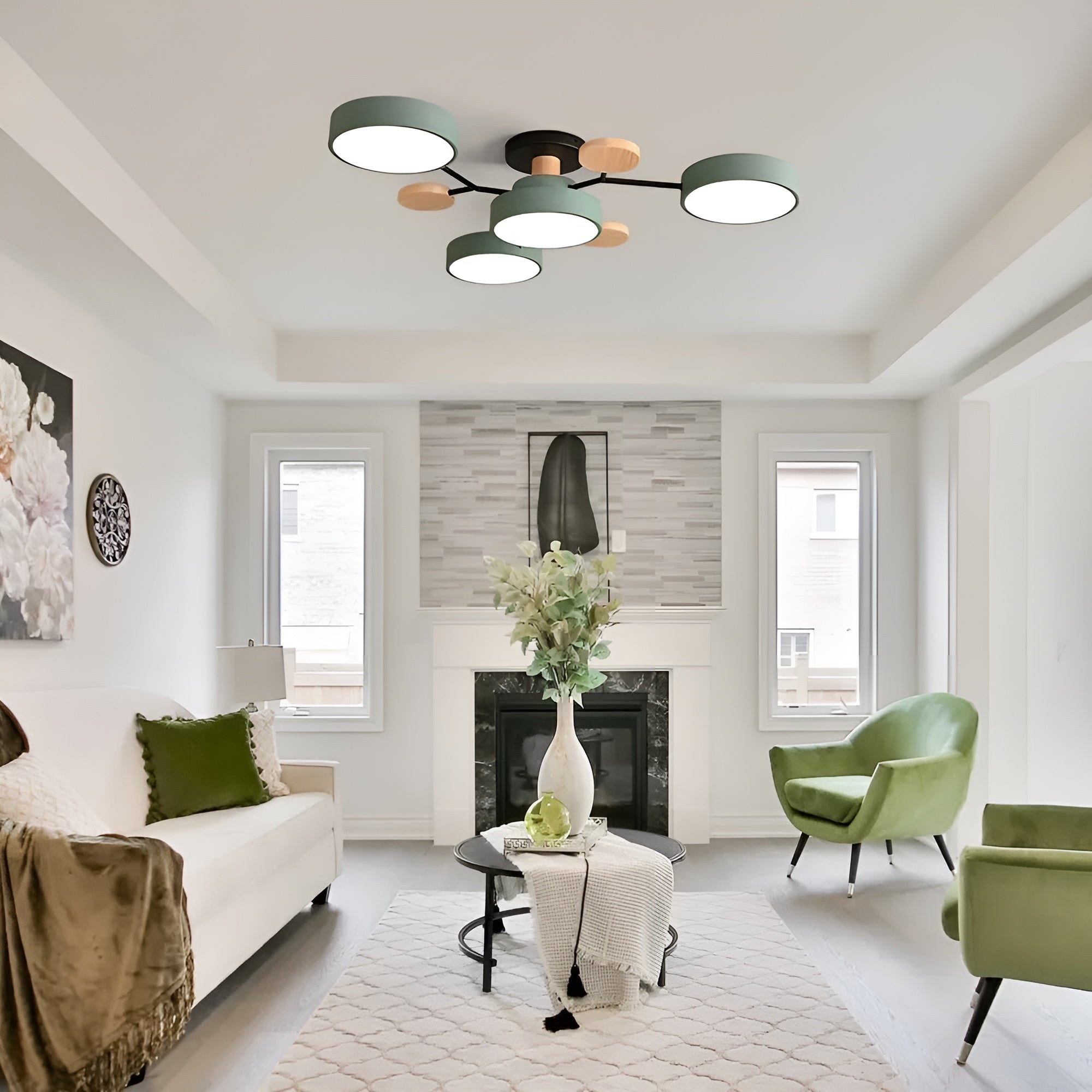 CircaGlow – Contemporary Round Iron LED Semi-Flush Chandelier with Modern Ceiling Light