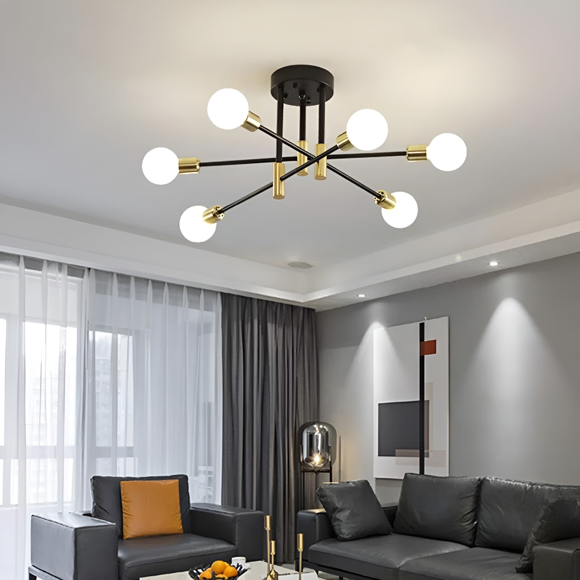 NoirLux – Nordic Ceiling Light Matte Black Modern Fixture for Dining Bedroom or Living Room