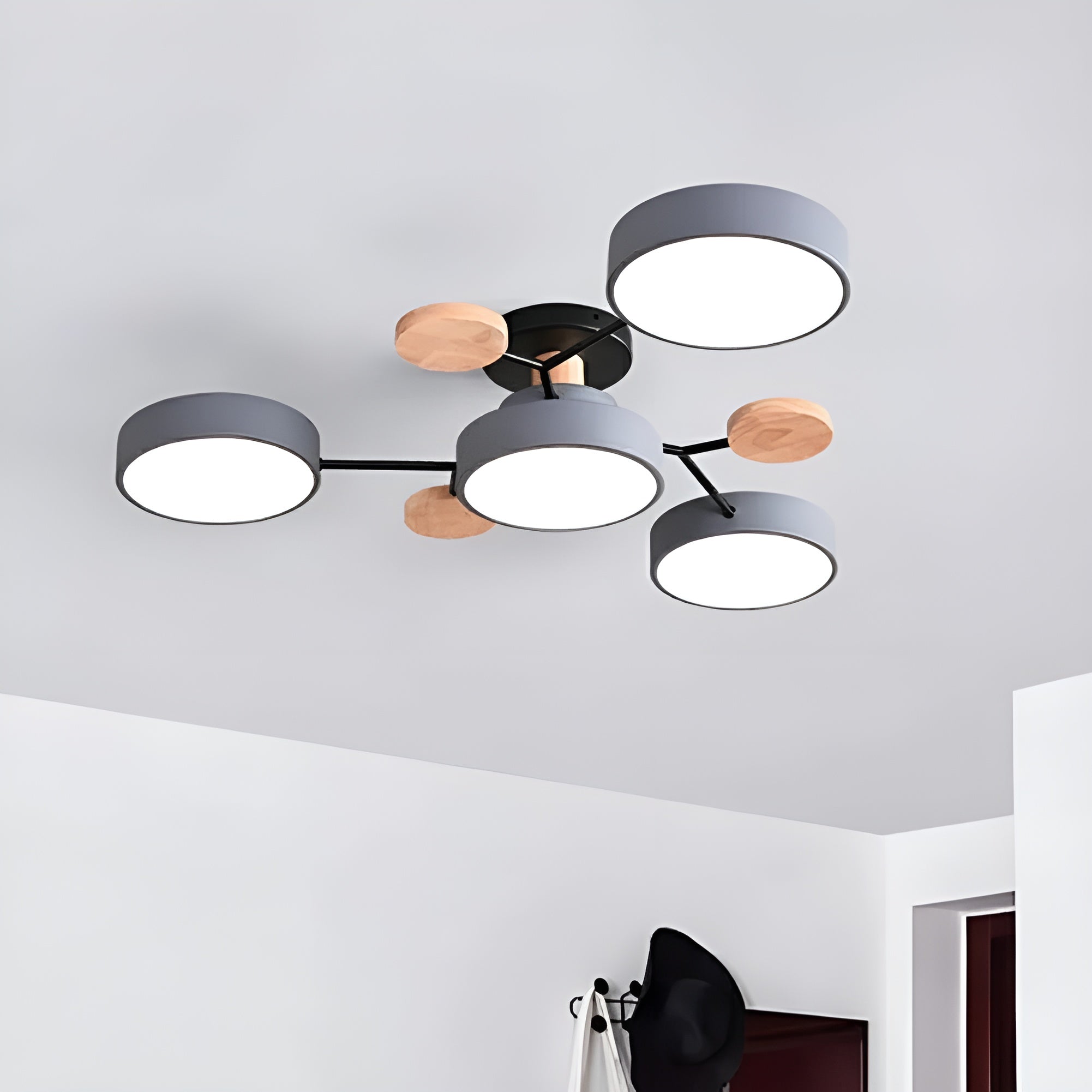 CircaGlow – Contemporary Round Iron LED Semi-Flush Chandelier with Modern Ceiling Light