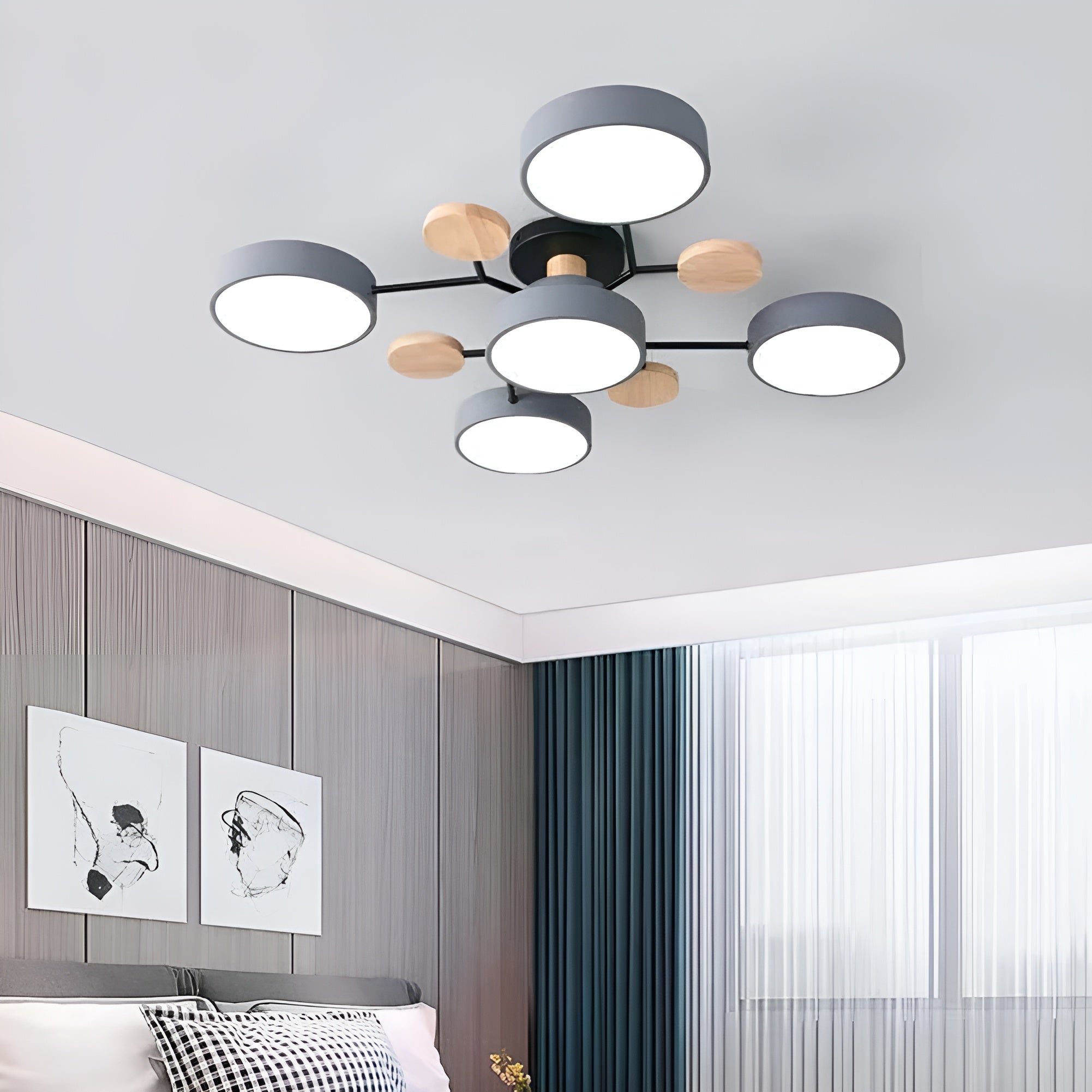 CircaGlow – Contemporary Round Iron LED Semi-Flush Chandelier with Modern Ceiling Light