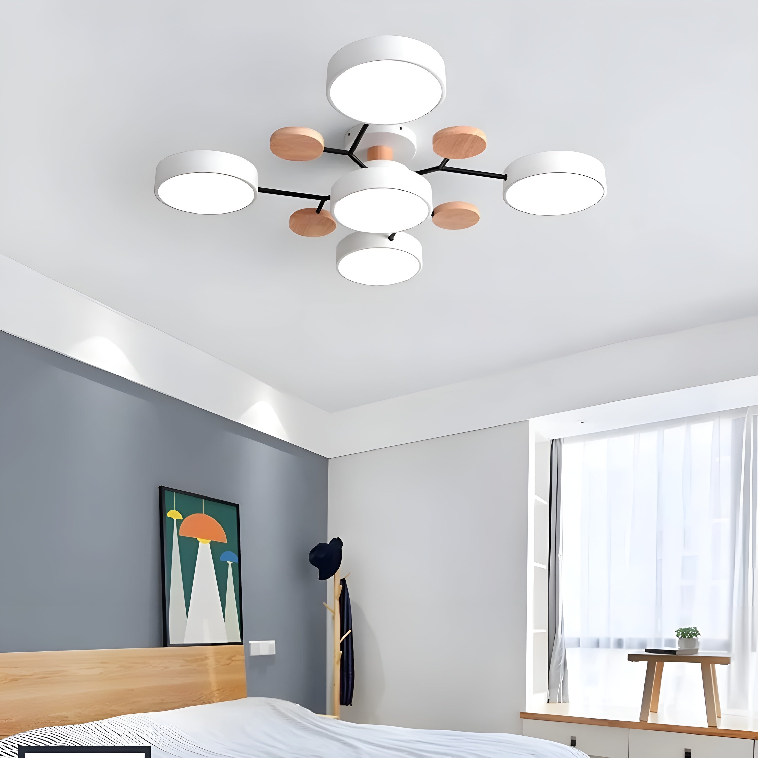 CircaGlow – Contemporary Round Iron LED Semi-Flush Chandelier with Modern Ceiling Light