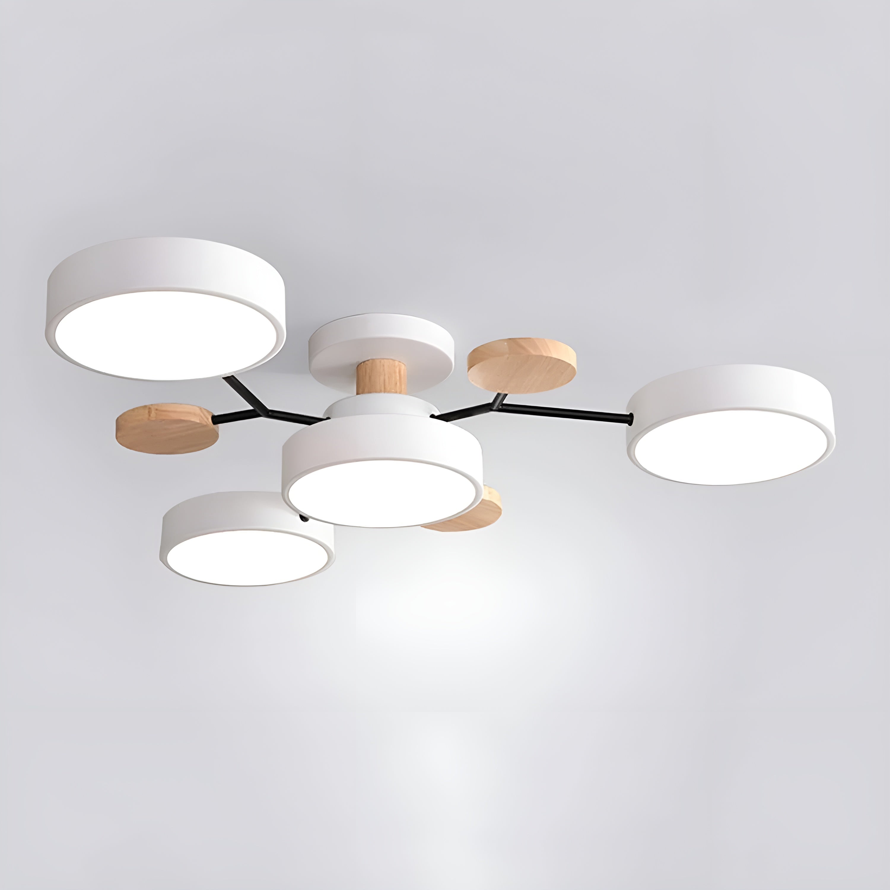 CircaGlow – Contemporary Round Iron LED Semi-Flush Chandelier with Modern Ceiling Light
