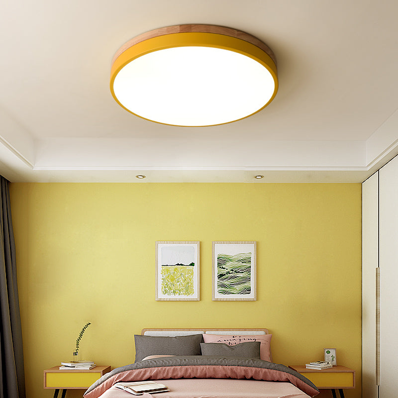 AlumaWood – Round Flush Ceiling Wooden Light with Modern LED Natural Wood Fixture