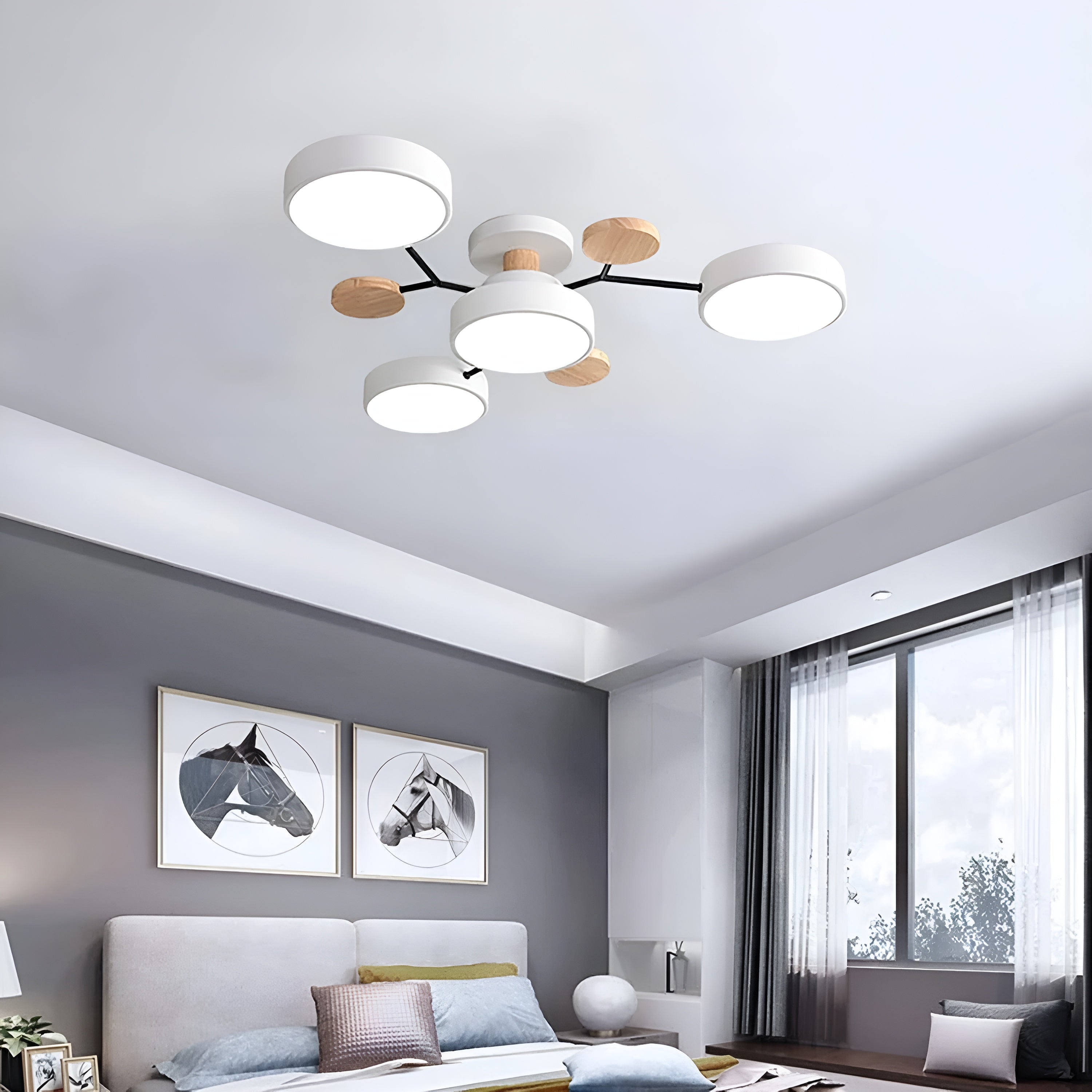 CircaGlow – Contemporary Round Iron LED Semi-Flush Chandelier with Modern Ceiling Light