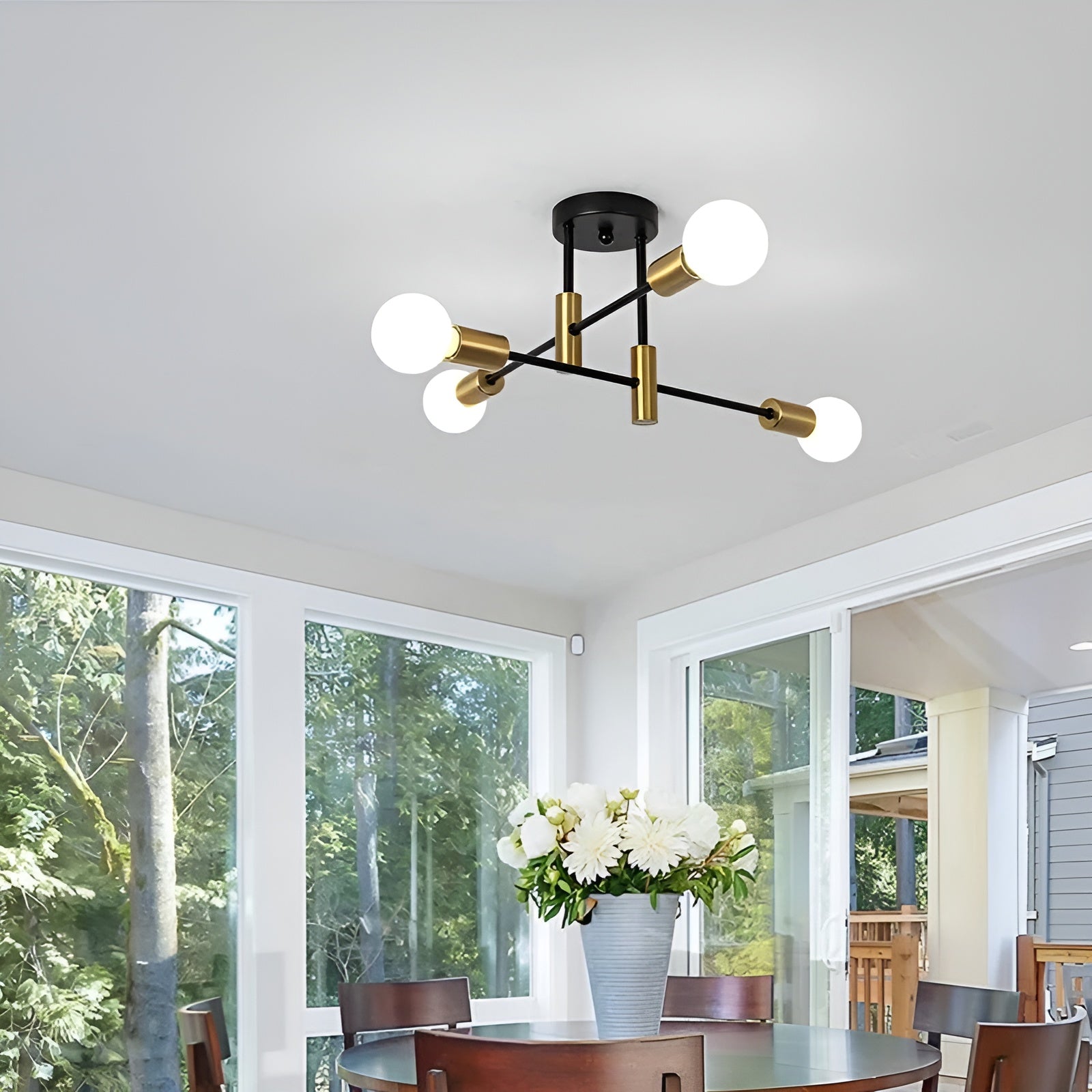 NoirLux – Nordic Ceiling Light Matte Black Modern Fixture for Dining Bedroom or Living Room