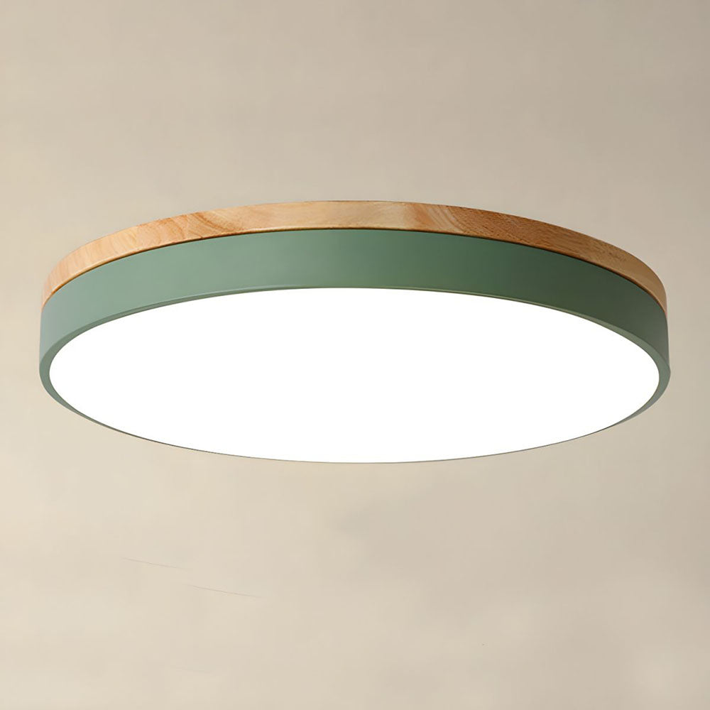 AlumaWood – Round Flush Ceiling Wooden Light with Modern LED Natural Wood Fixture