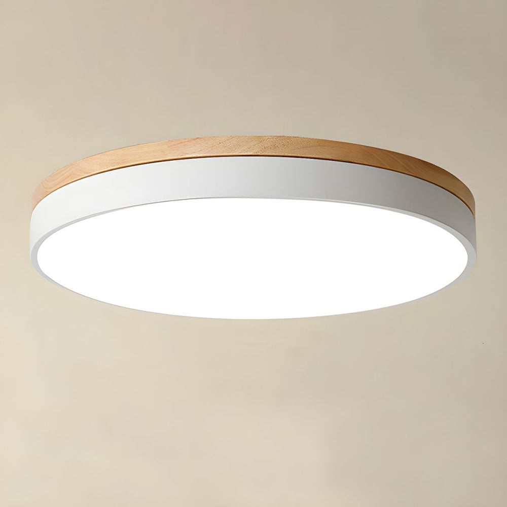 AlumaWood – Round Flush Ceiling Wooden Light with Modern LED Natural Wood Fixture
