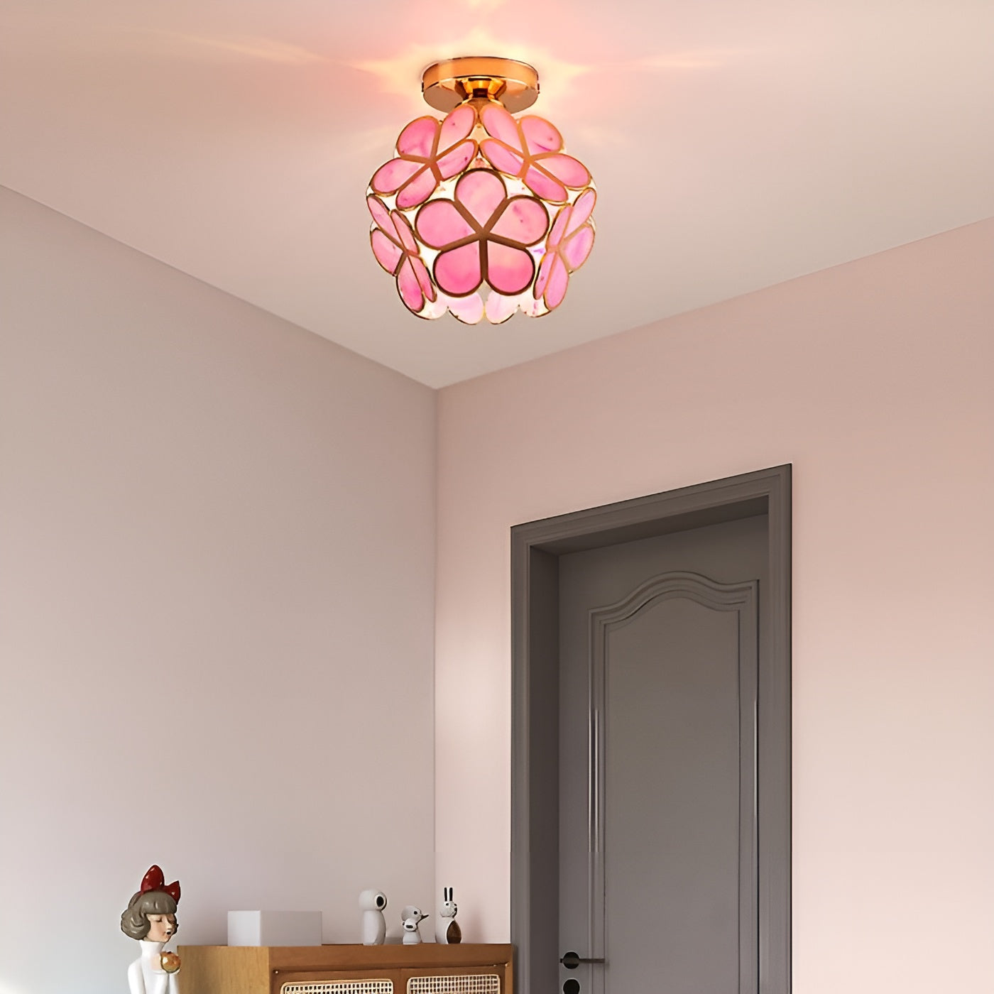 Floravia – Glass Pendant Ceiling Lamp Floral Design Light Fixture for Indoors