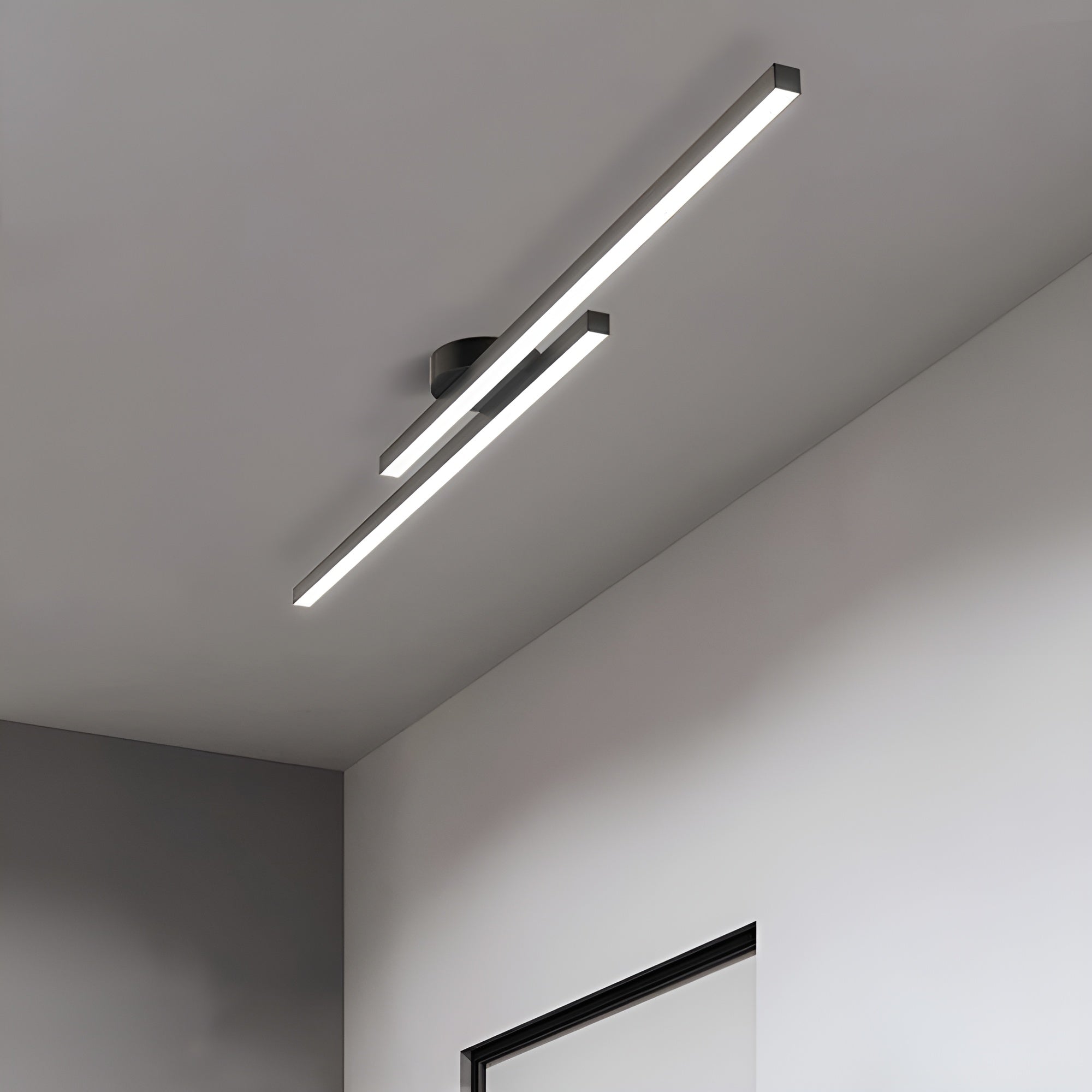 LumaLine – Modern Aluminium LED Strip Ceiling Light, Minimalist Semi Flush Fixture