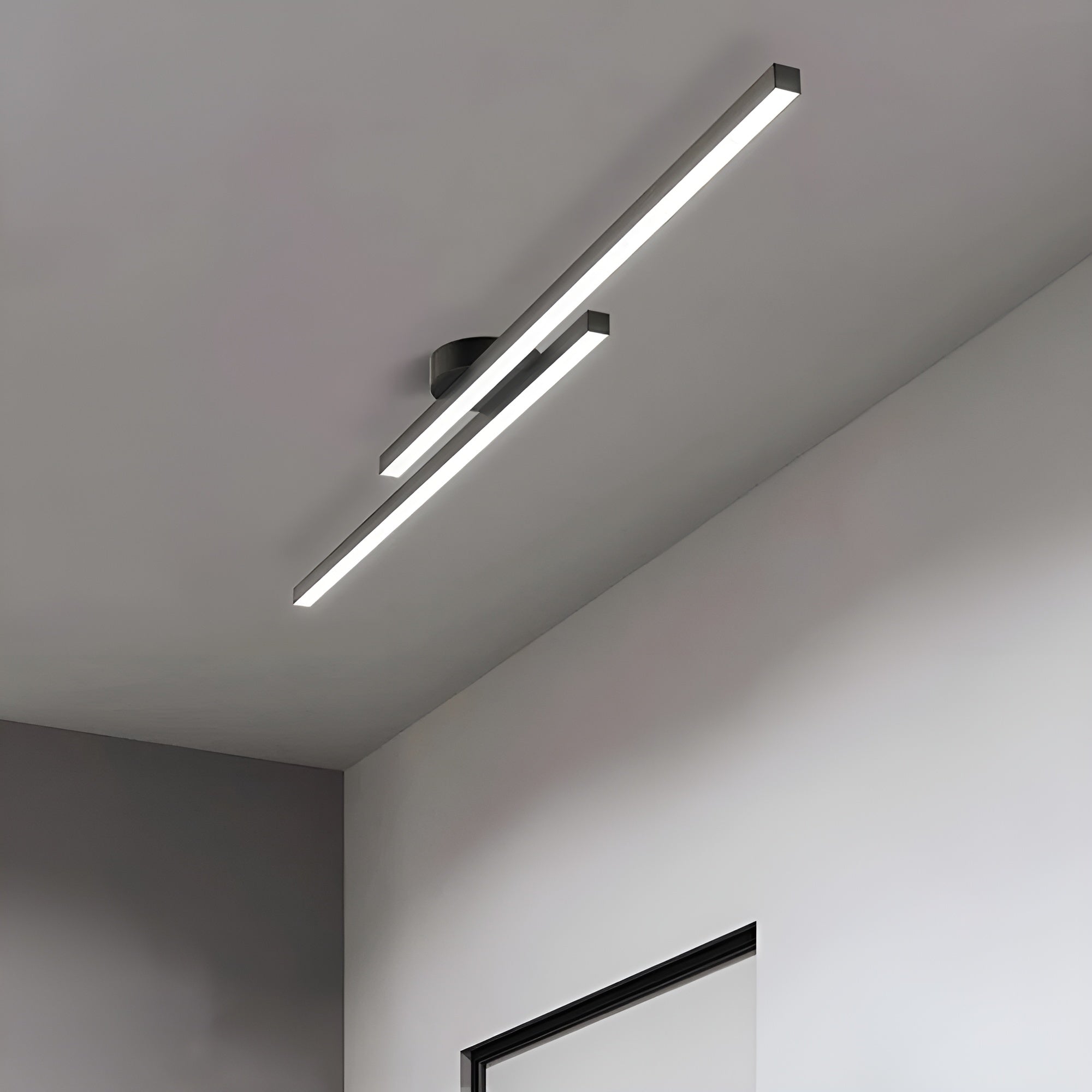 LumaLine – Modern Aluminium LED Strip Ceiling Light, Minimalist Semi Flush Fixture