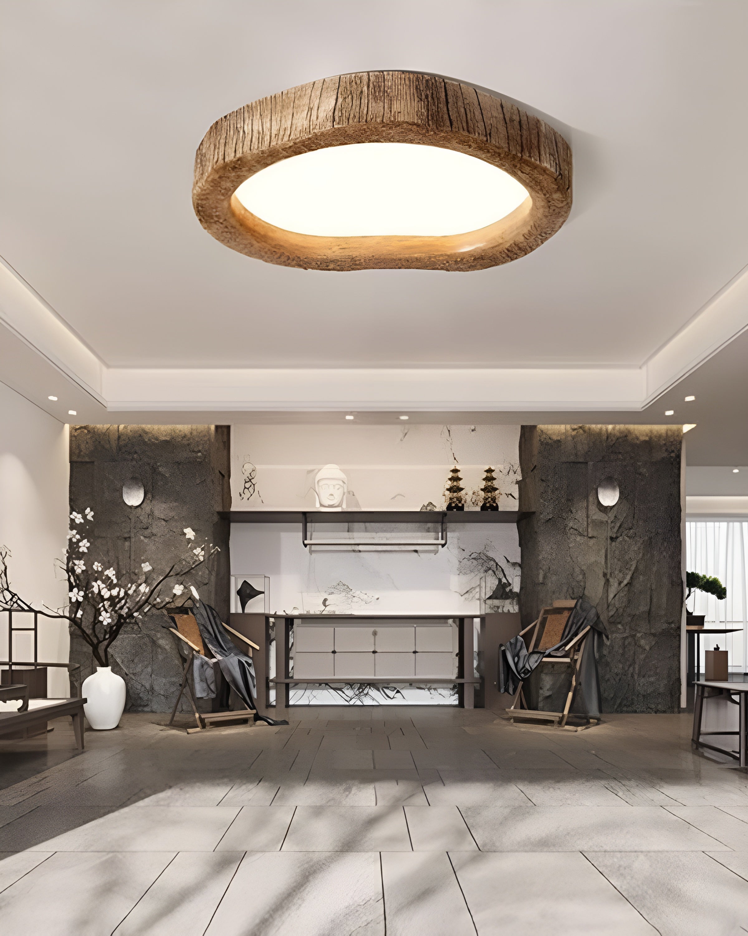HaloWood – Rustic Modern Wooden Ceiling Light with Warm LED Glow