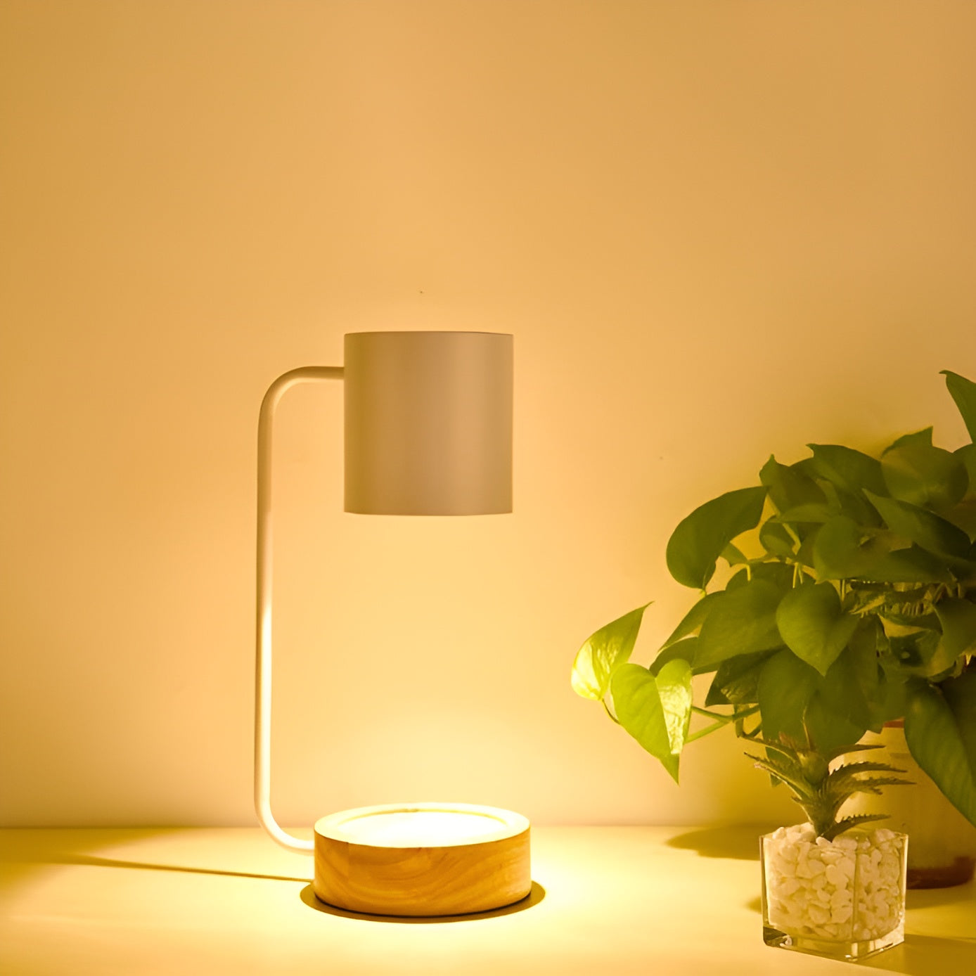 MeloGlow – Japanese Minimalist Wood Dimming Table Lamp LED Light
