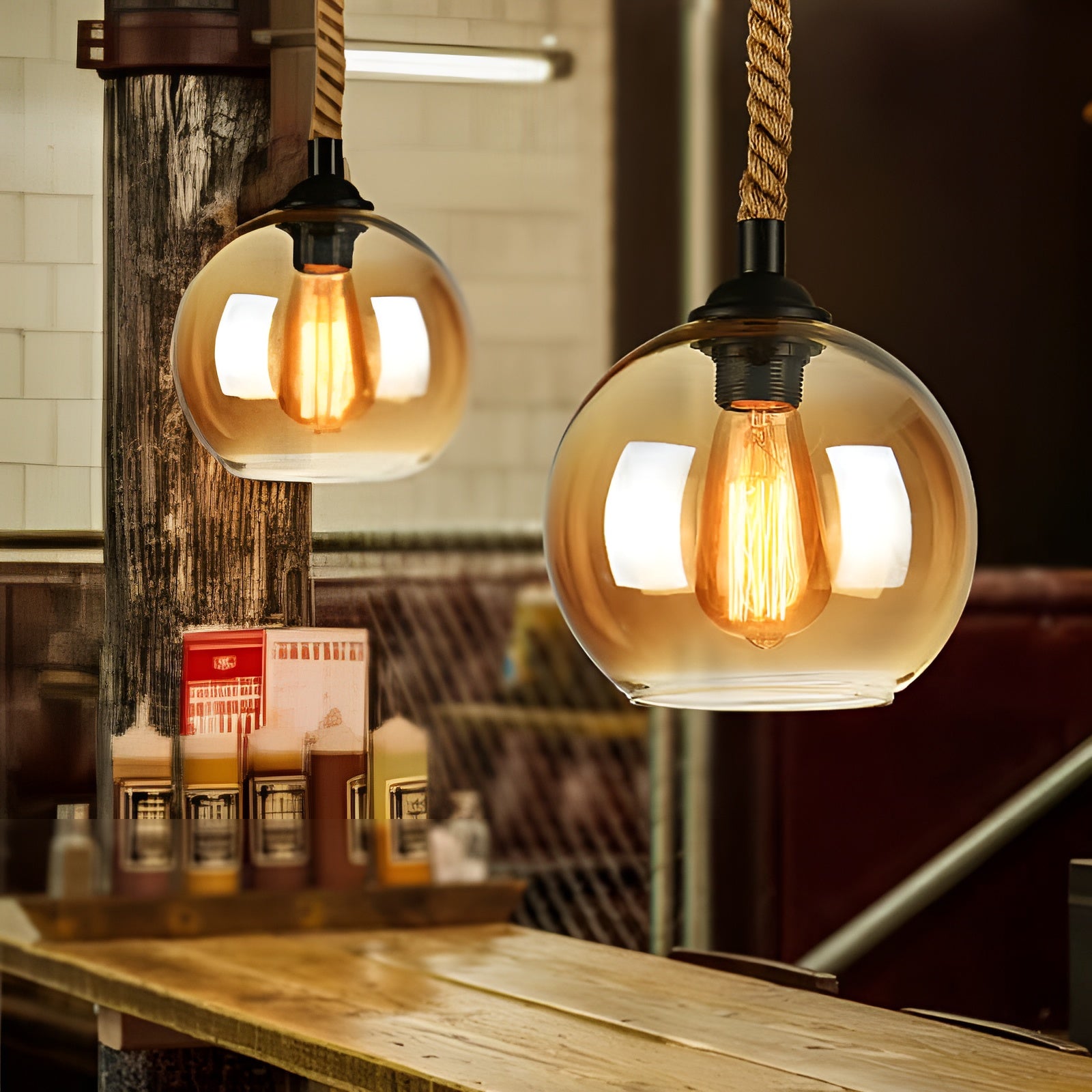 RopeLume – Retro Rope Hanging Glass Globe Pendant Light