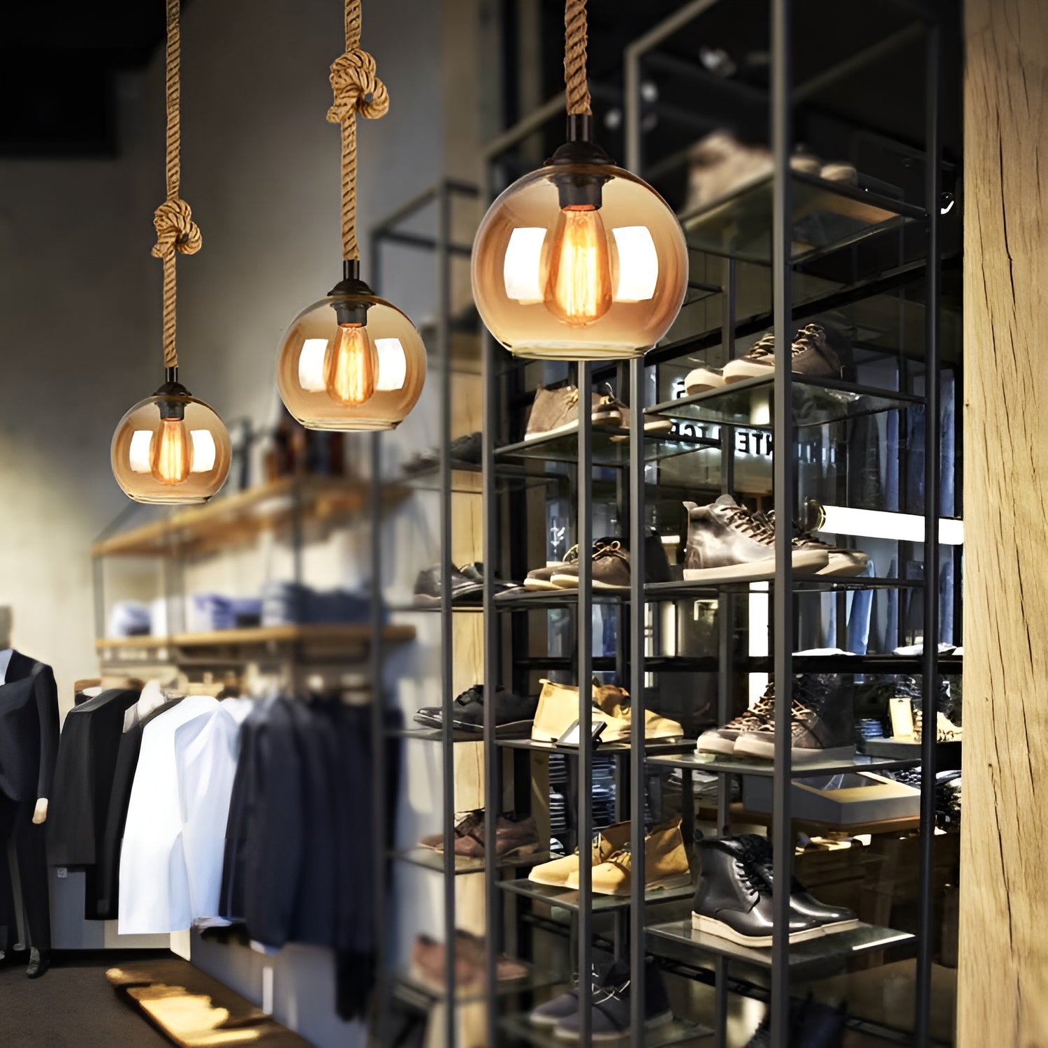 RopeLume – Retro Rope Hanging Glass Globe Pendant Light