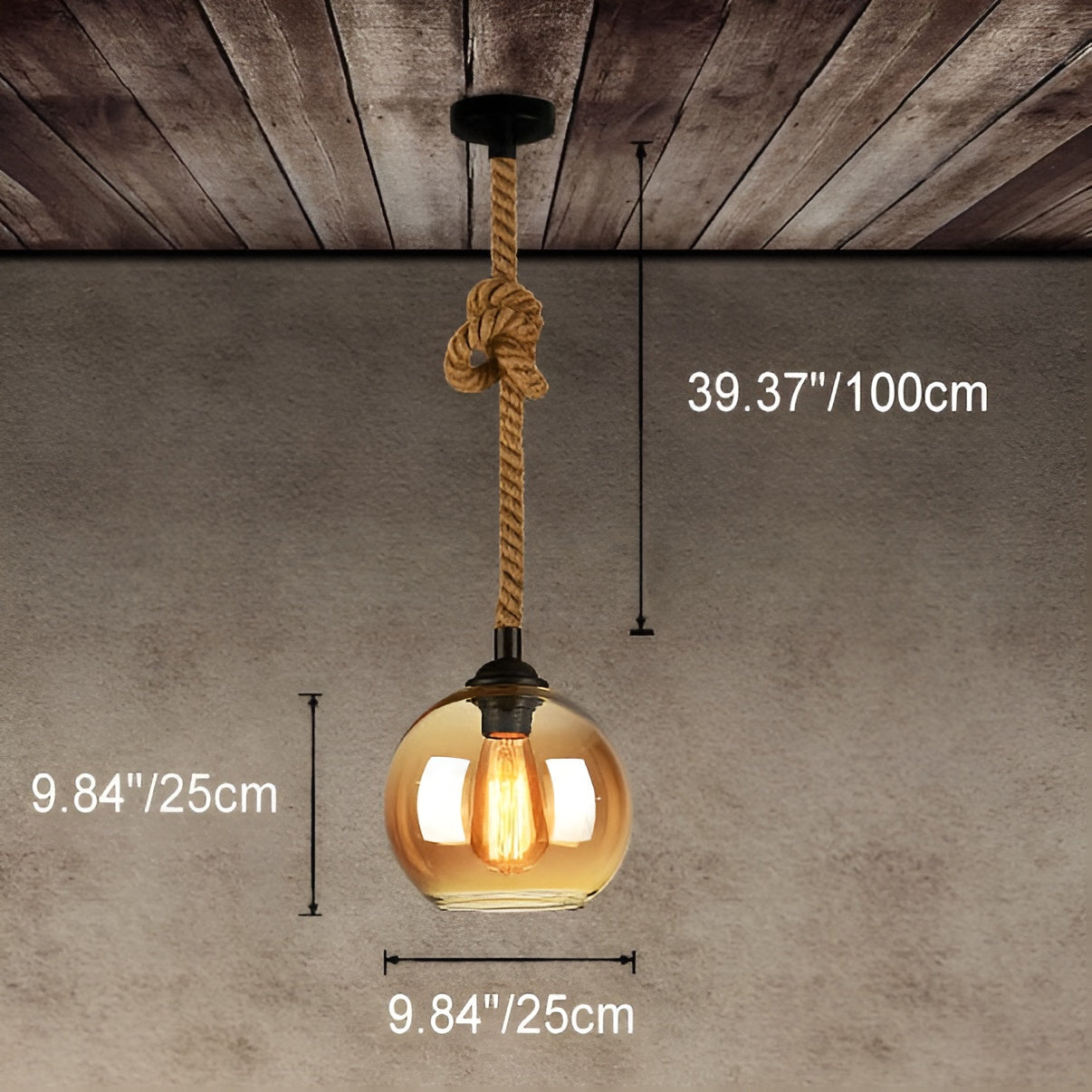 RopeLume – Retro Rope Hanging Glass Globe Pendant Light