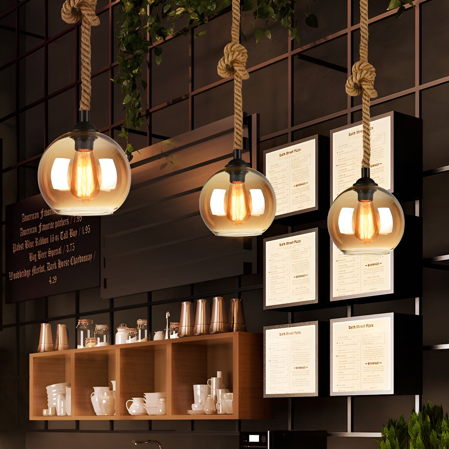 RopeLume – Retro Rope Hanging Glass Globe Pendant Light