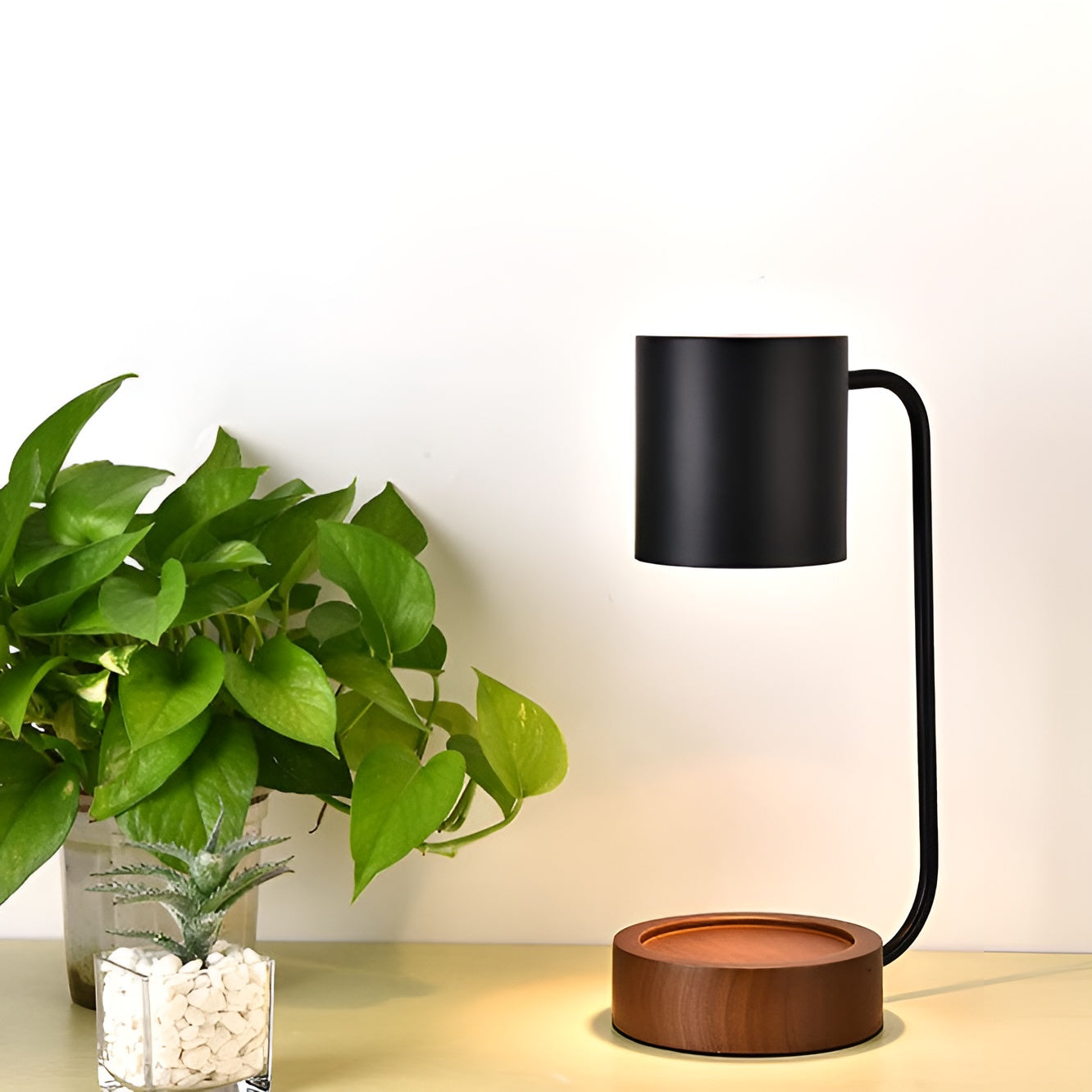 MeloGlow – Japanese Minimalist Wood Dimming Table Lamp LED Light