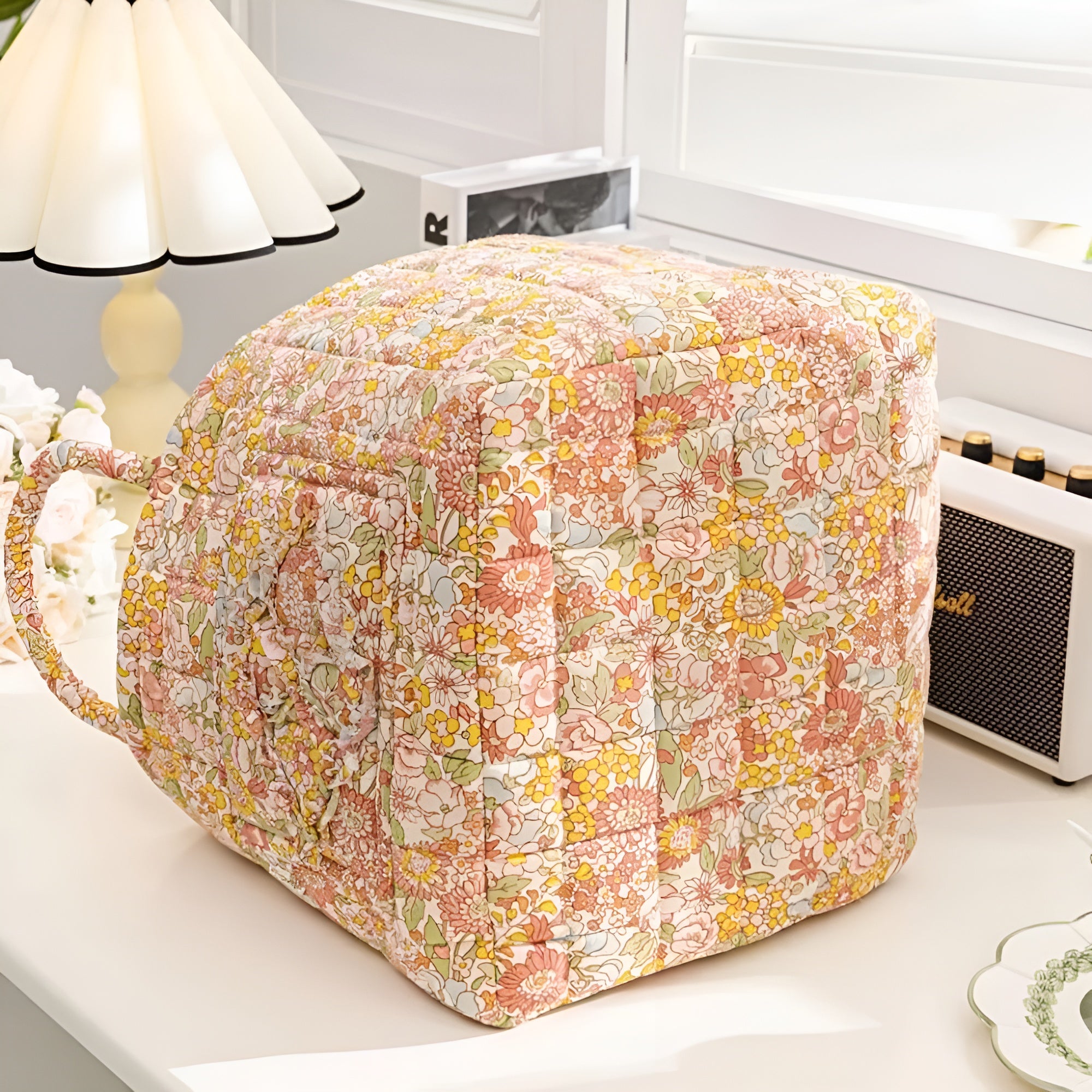 BloomHaven - Floral Canvas Storage Basket Durable and Washable