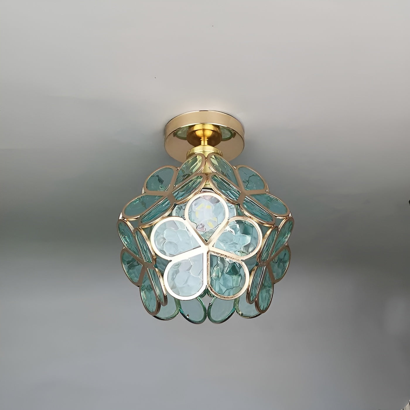 Floravia – Glass Pendant Ceiling Lamp Floral Design Light Fixture for Indoors