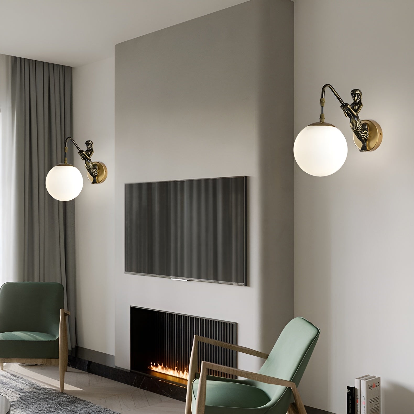 Aurellia – Vintage Rustic Mermaid Orb Wall Sconce Lamp LED Light