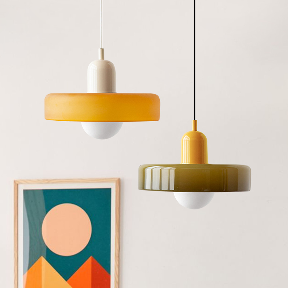 Radiant Bloom – Bauhaus Inspired Stained Glass Pendant Light