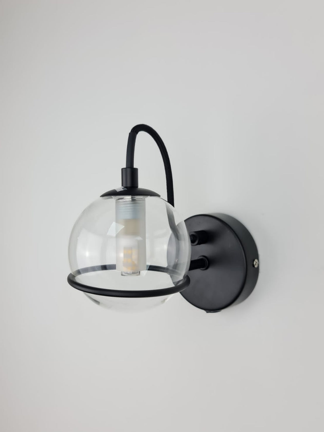 Lumivelle – Melville Modern Matte Black Wall Light with Glass Shade Options