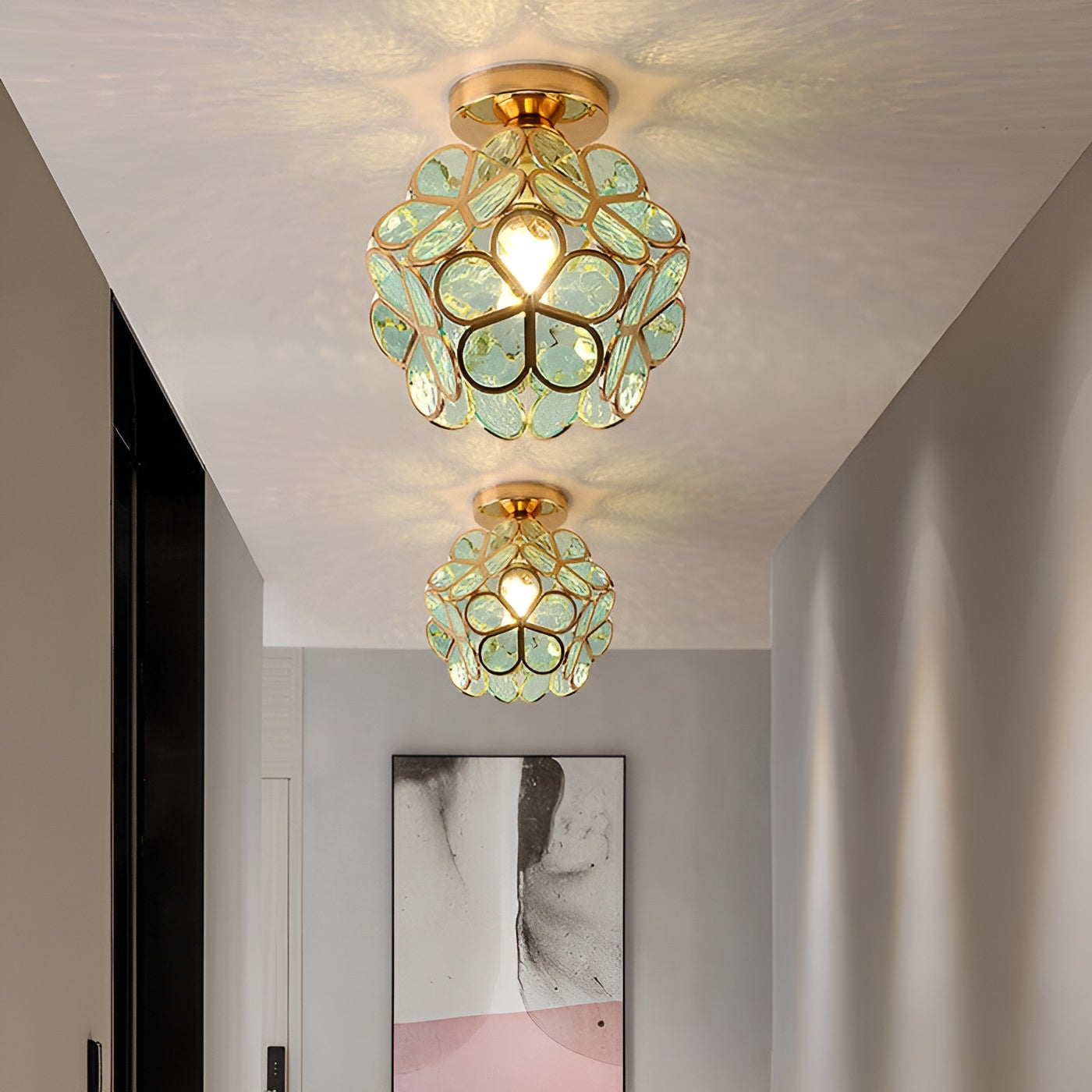 Floravia – Glass Pendant Ceiling Lamp Floral Design Light Fixture for Indoors