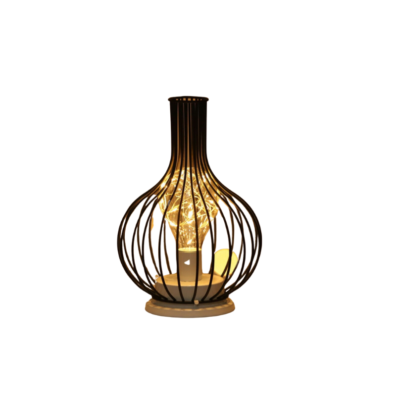 GlowCage – Wireless battery-operated LED table lamp with cage frame for ambient lighting