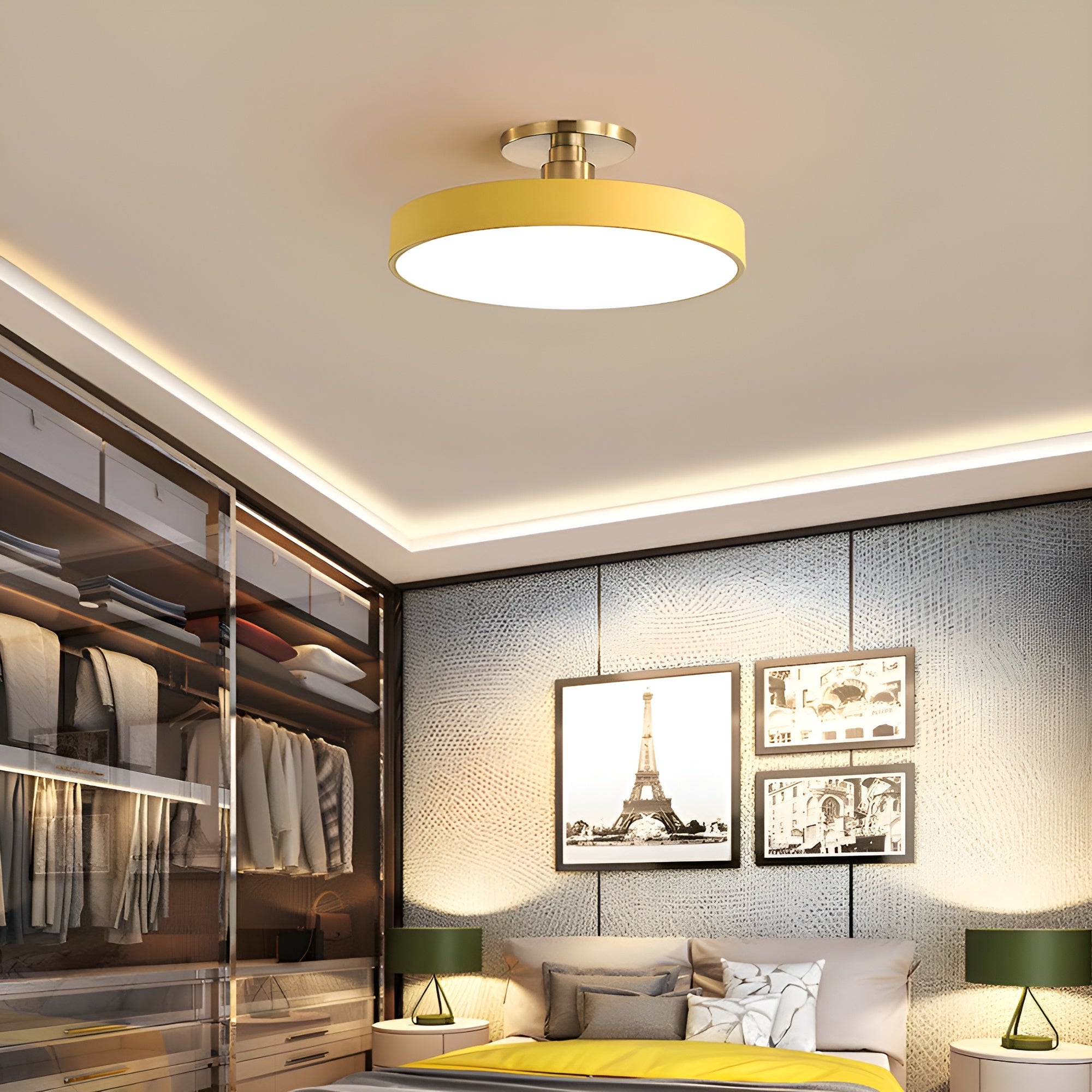 LumoCirque – Circular LED Semi Flush Mount Ceiling Light, Minimalist Fixture
