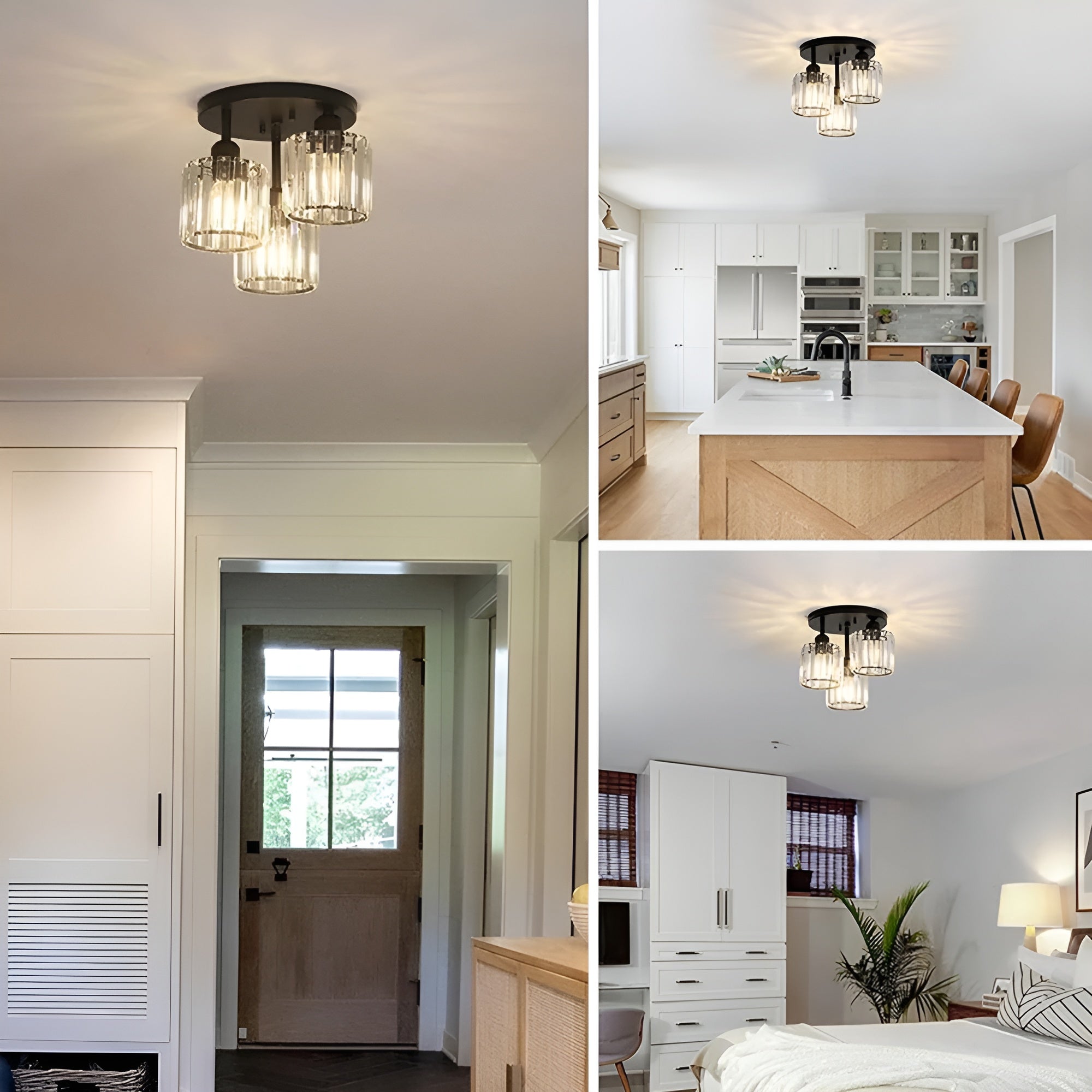 LustraGlow – Crystal Ceiling Light Modern Semi Flush Fixture for Bedroom or Hallway Lighting