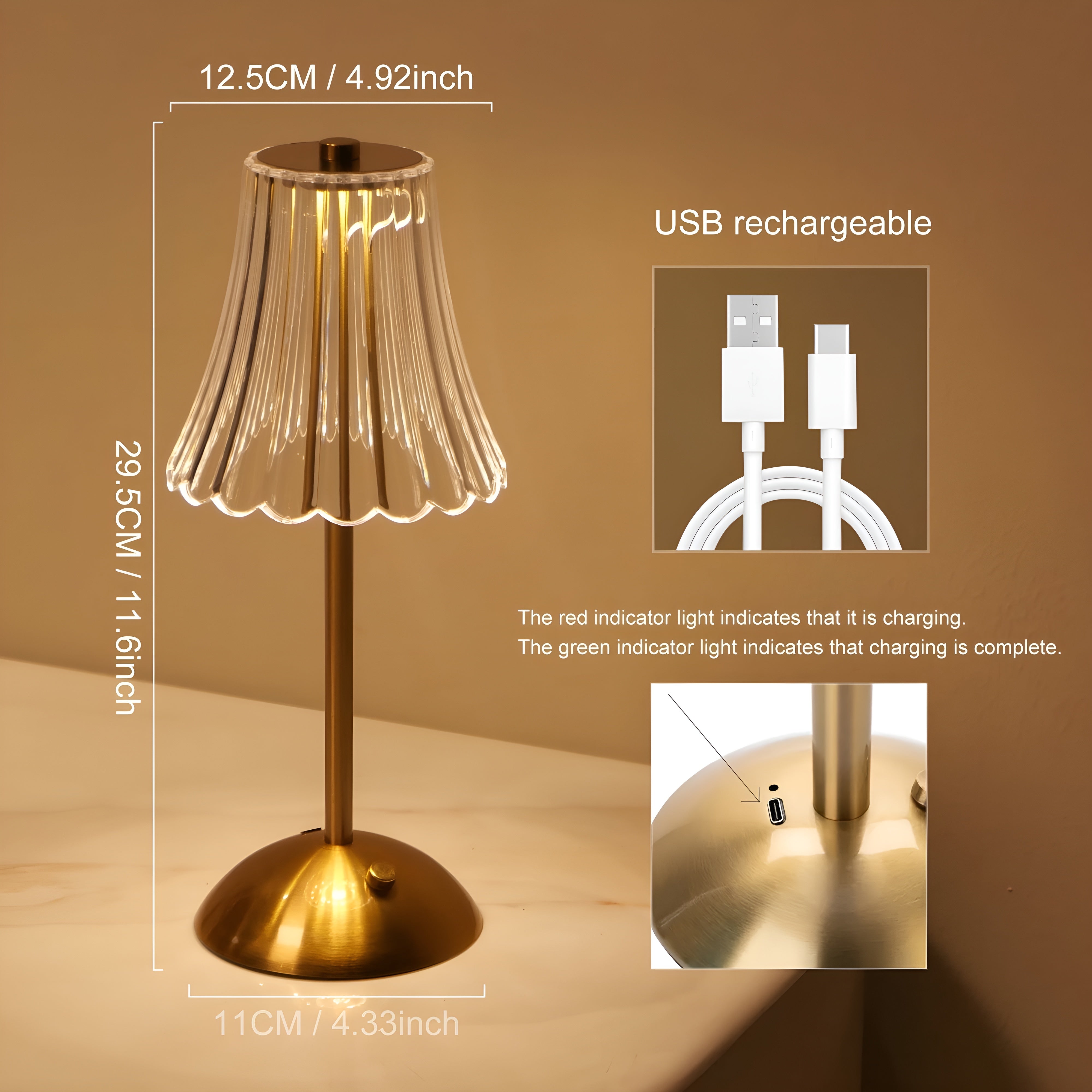 AuraLume – Dimmable LED Table Lamp with USB Rechargeable Touch Sensor Light