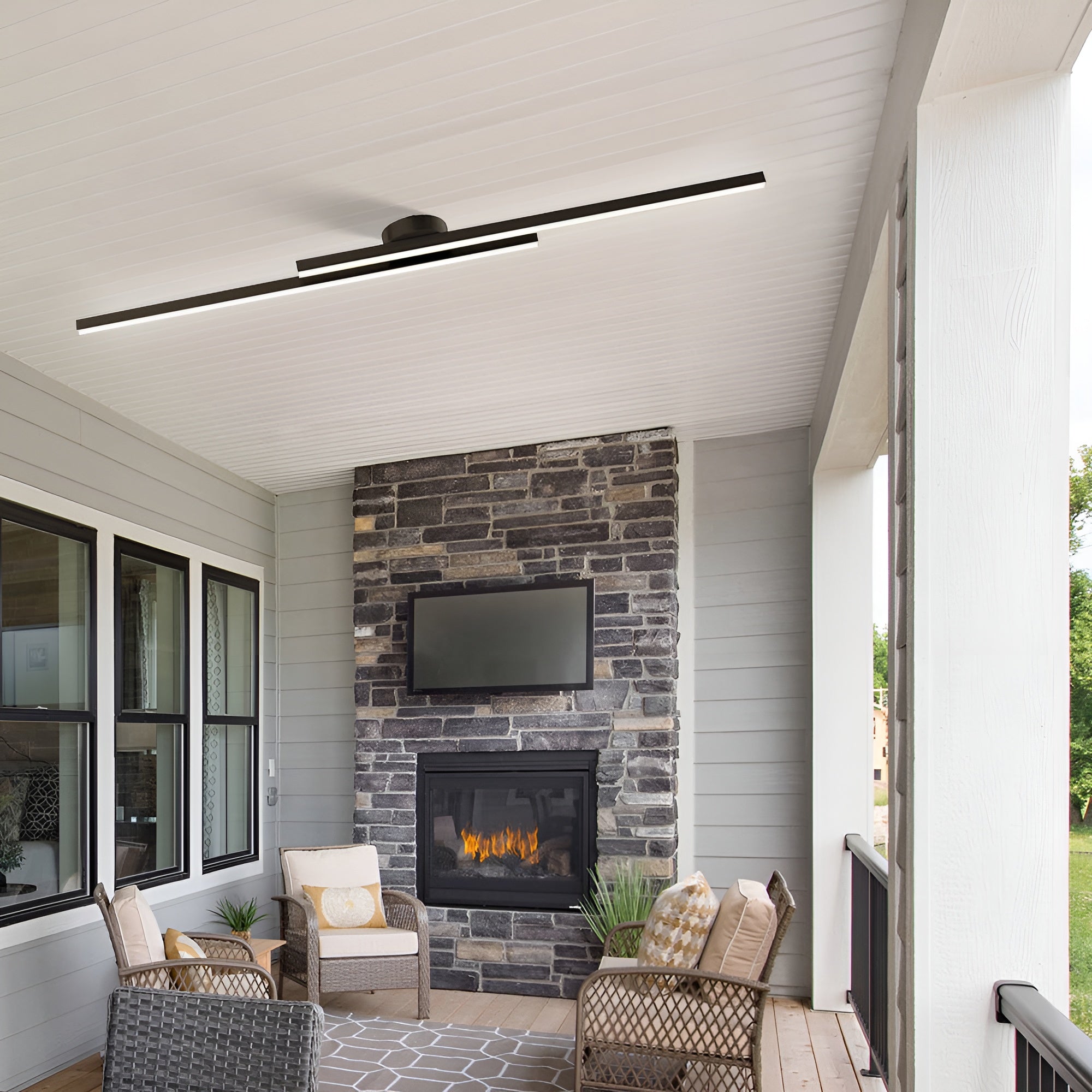LumaLine – Modern Aluminium LED Strip Ceiling Light, Minimalist Semi Flush Fixture