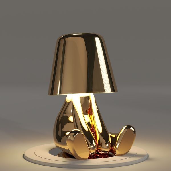 Veltoro - Sculpted gold LED wireless desk lamp with touch dimming