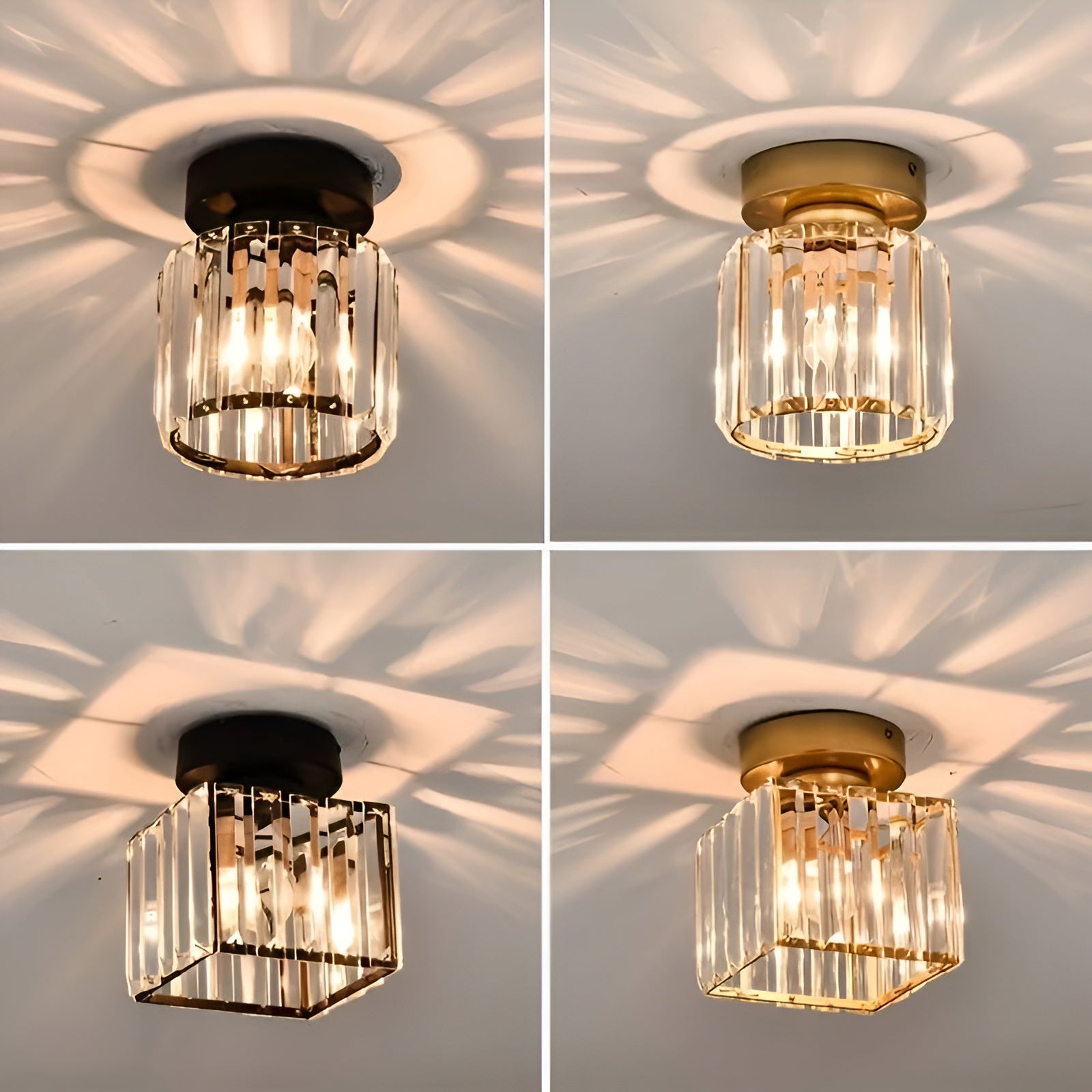 LustraLuxe – Modern Black Crystal Flush Mount Ceiling Light for Hallways