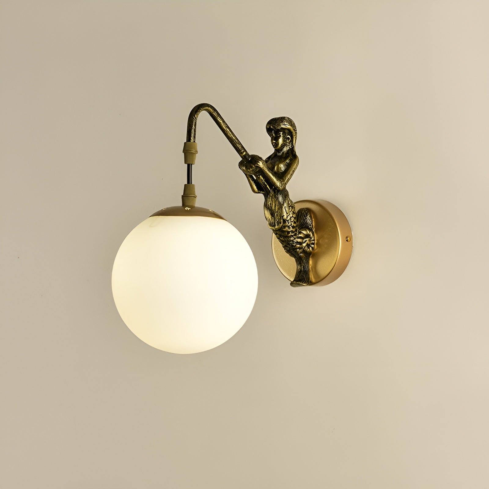 Aurellia – Vintage Rustic Mermaid Orb Wall Sconce Lamp LED Light