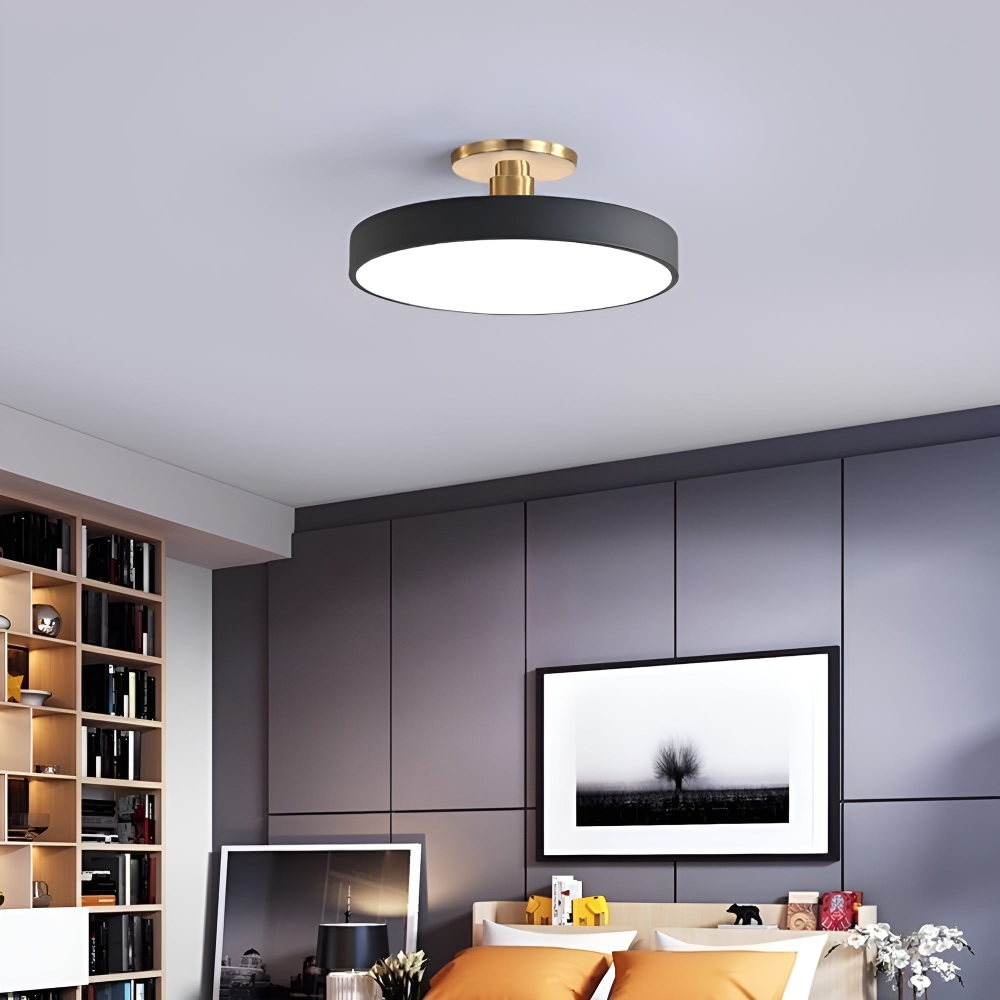 LumoCirque – Circular LED Semi Flush Mount Ceiling Light, Minimalist Fixture