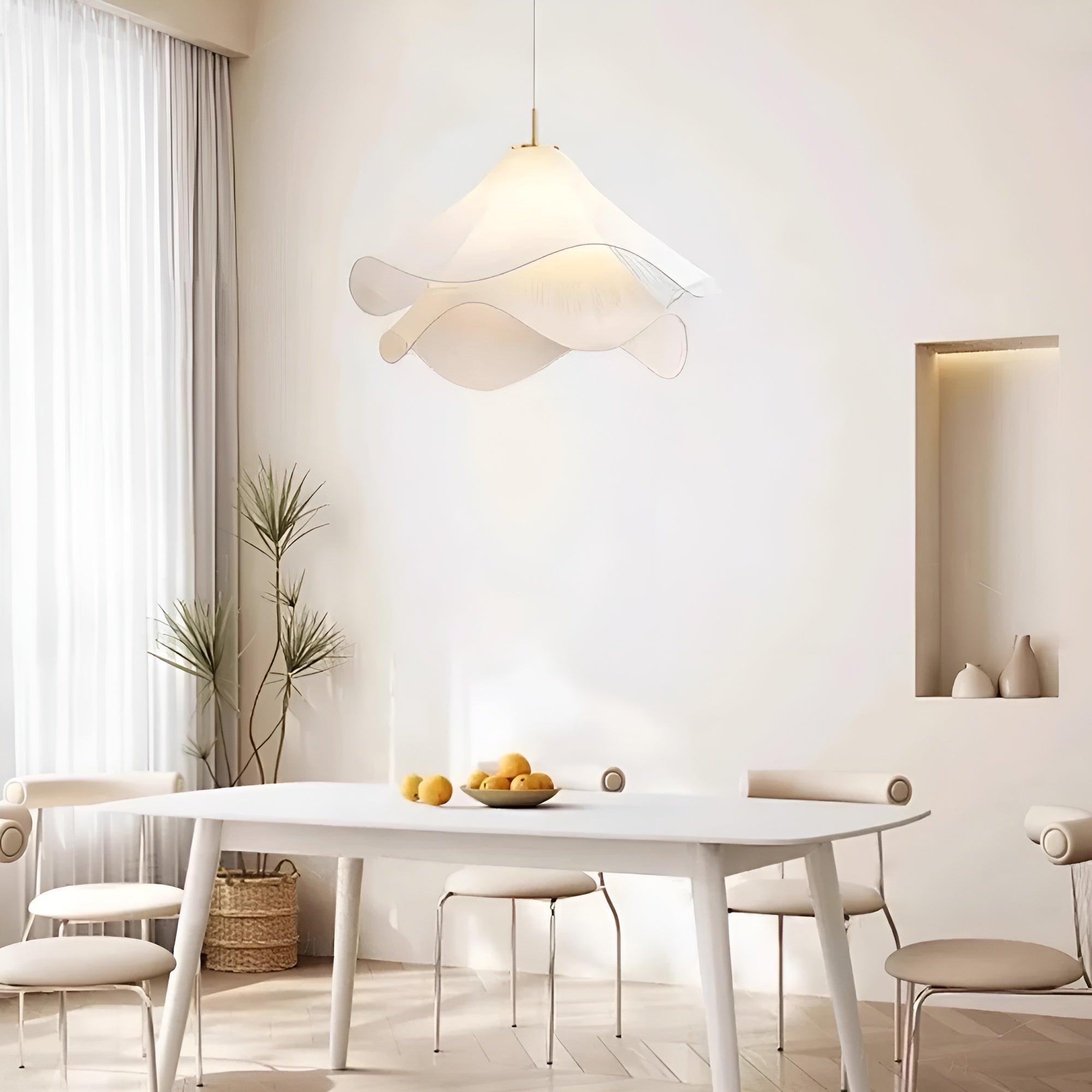 Serentis – Fabric Pendant Lamp Minimalist Modern Adjustable Hanging Light for Bedroom Dining Room or Living Room