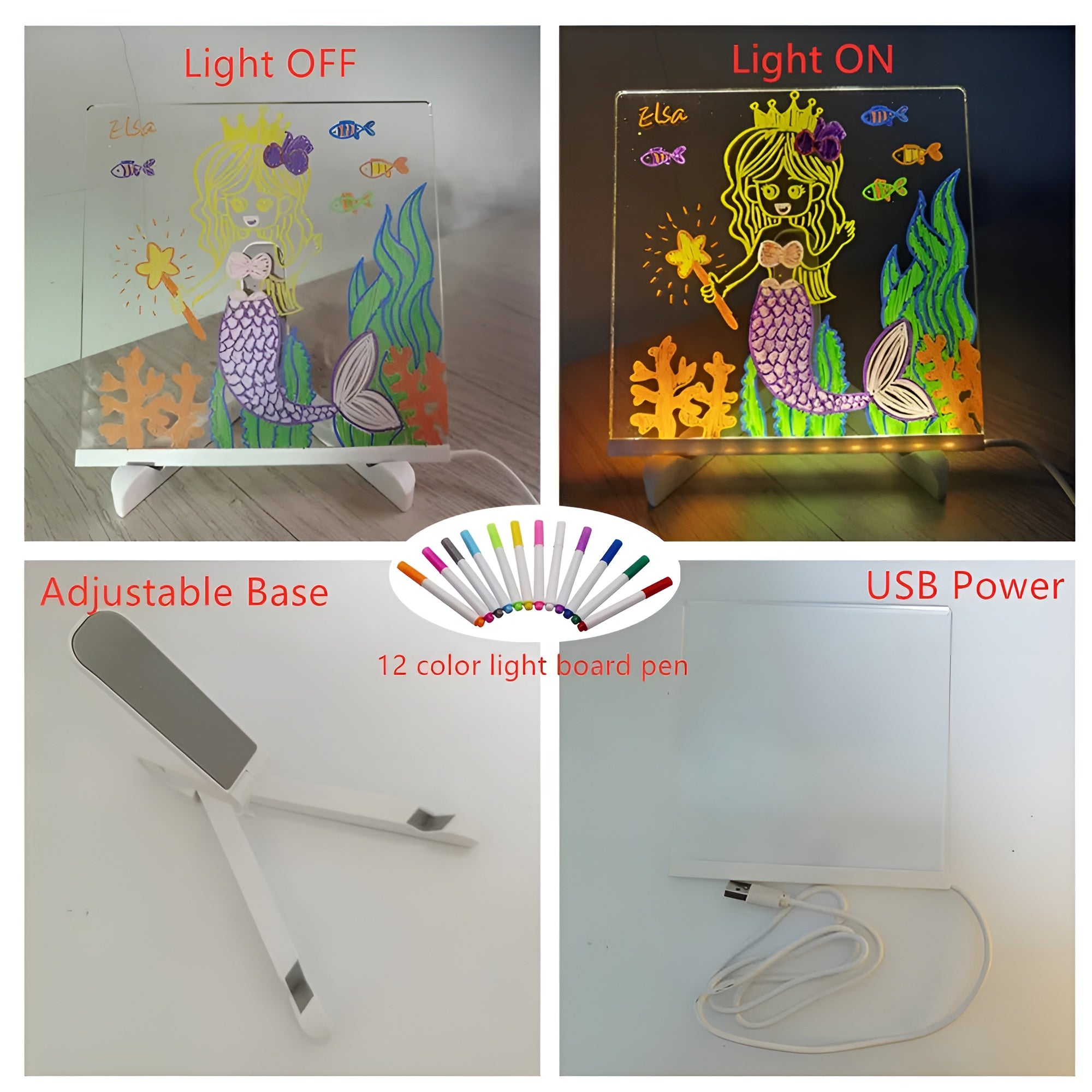 Glowmiri – LED Drawing Board for Kids with Light Up Creative Art Surface