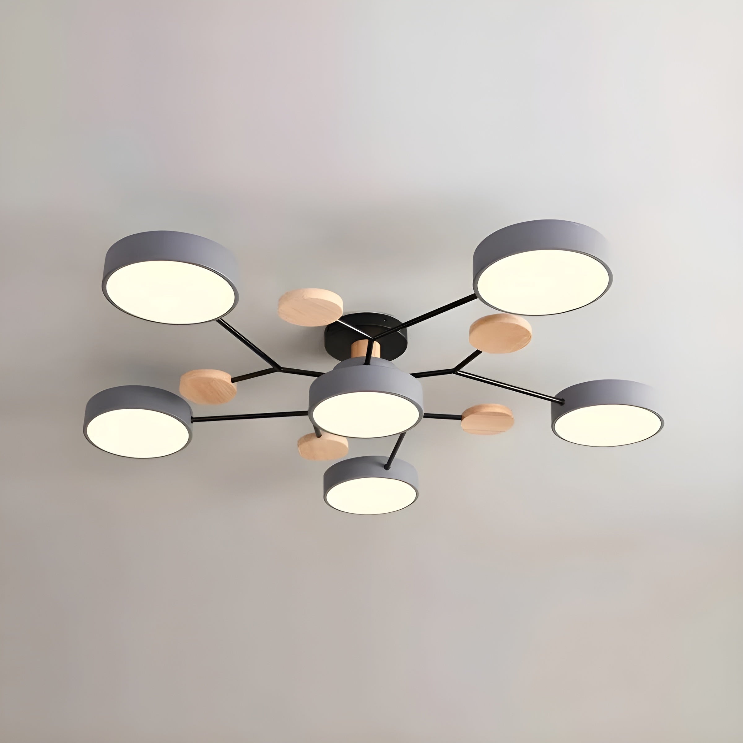 CircaGlow – Contemporary Round Iron LED Semi-Flush Chandelier with Modern Ceiling Light