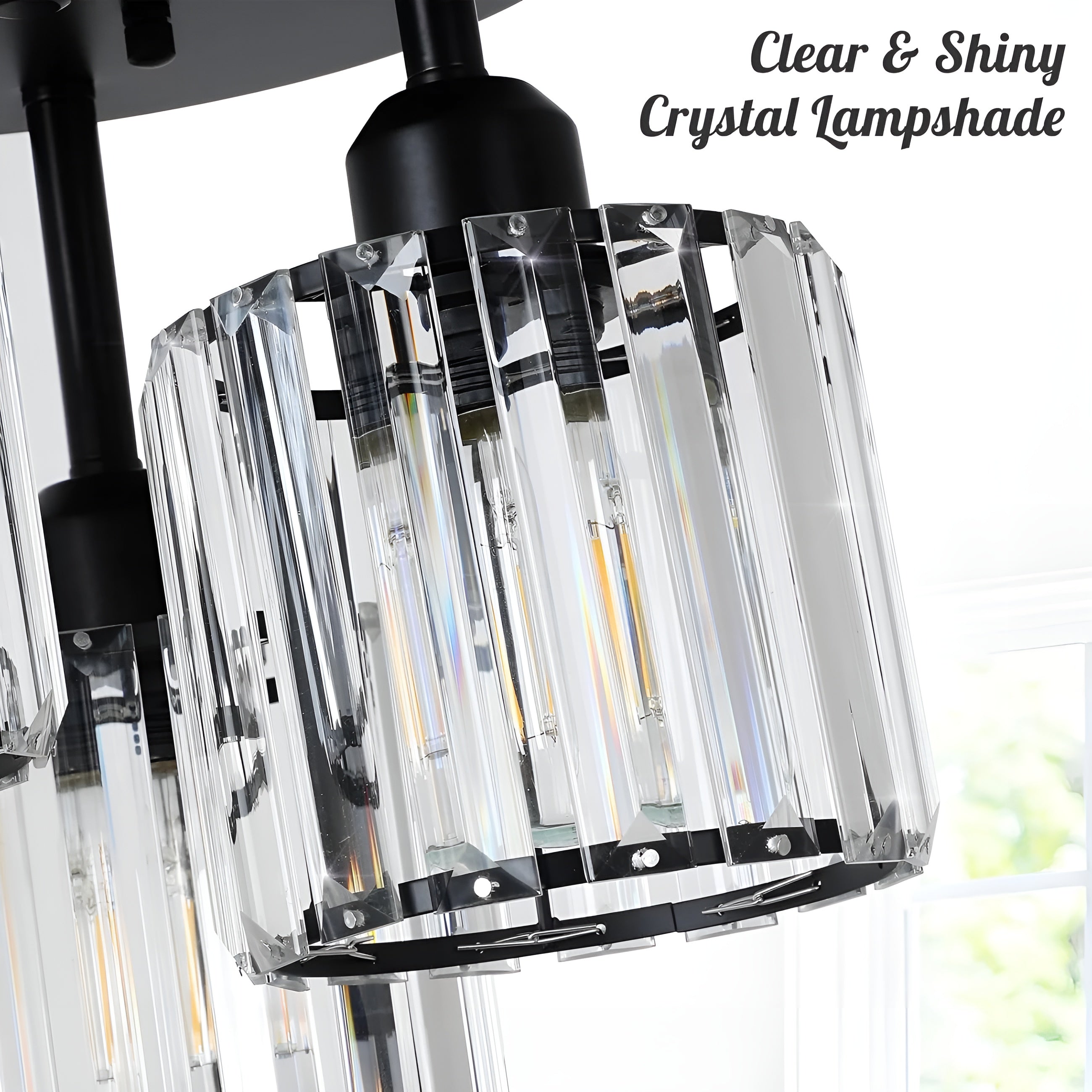 LustraGlow – Crystal Ceiling Light Modern Semi Flush Fixture for Bedroom or Hallway Lighting