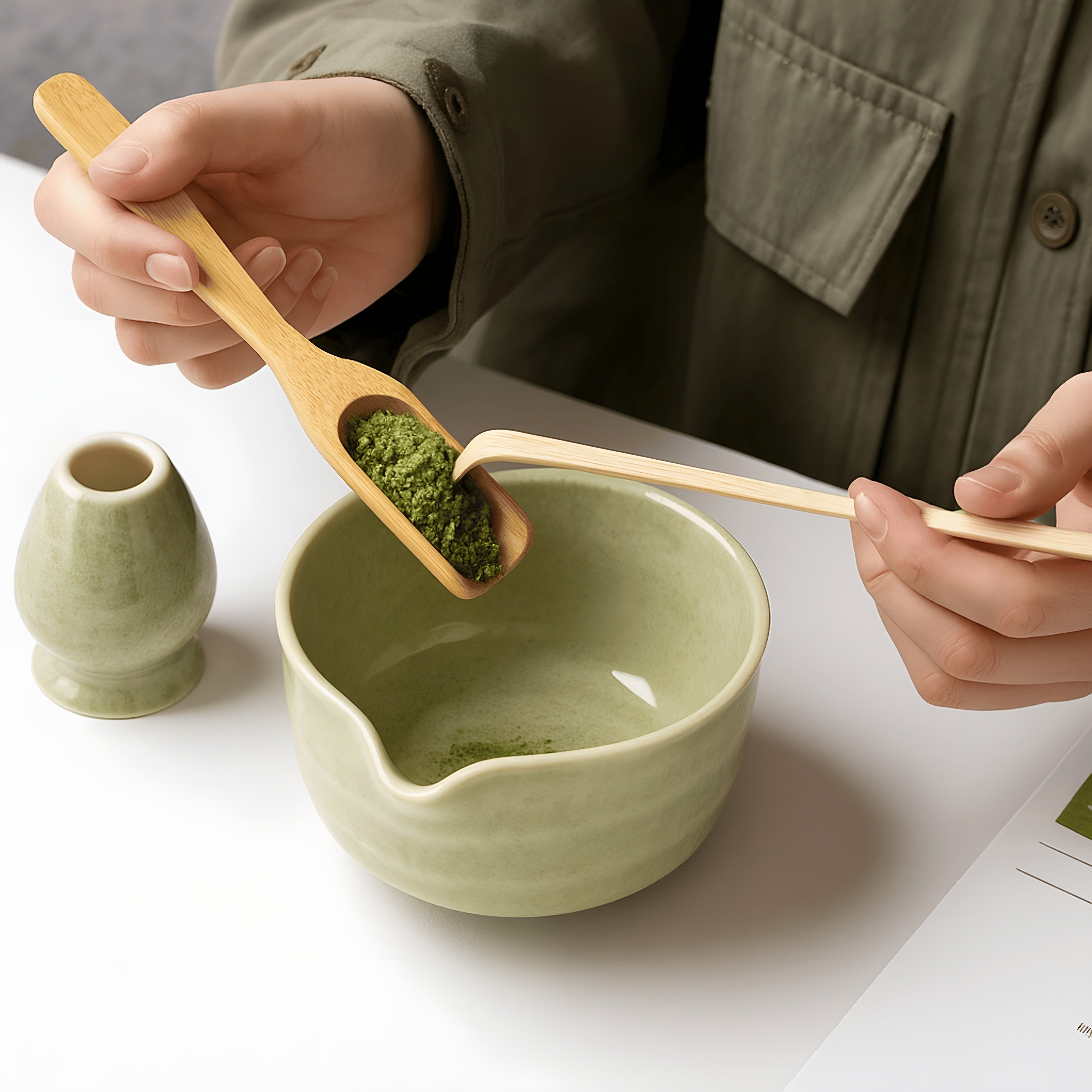 Zenmori – Matcha Tea Set with Ceramic Bowl and Bamboo Tools for Ritual Use